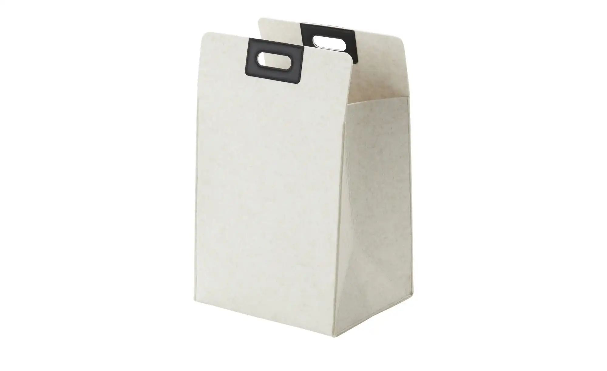 HOME STORY Wäschekorb   ¦ beige ¦ Filz,Kunstleder ¦ Maße (cm): B: 35 H: 56 günstig online kaufen