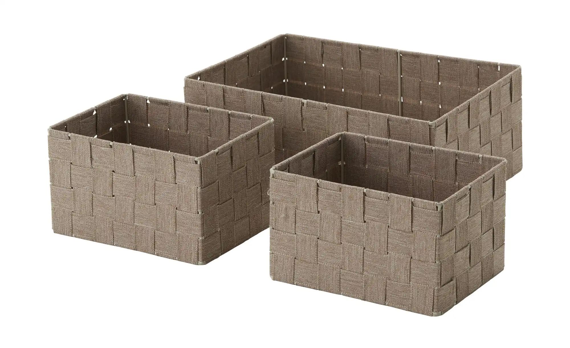 HOME STORY Aufbewahrungskorb  3er Set   ¦ braun ¦ Polyester,Metall ¦ Maße ( günstig online kaufen
