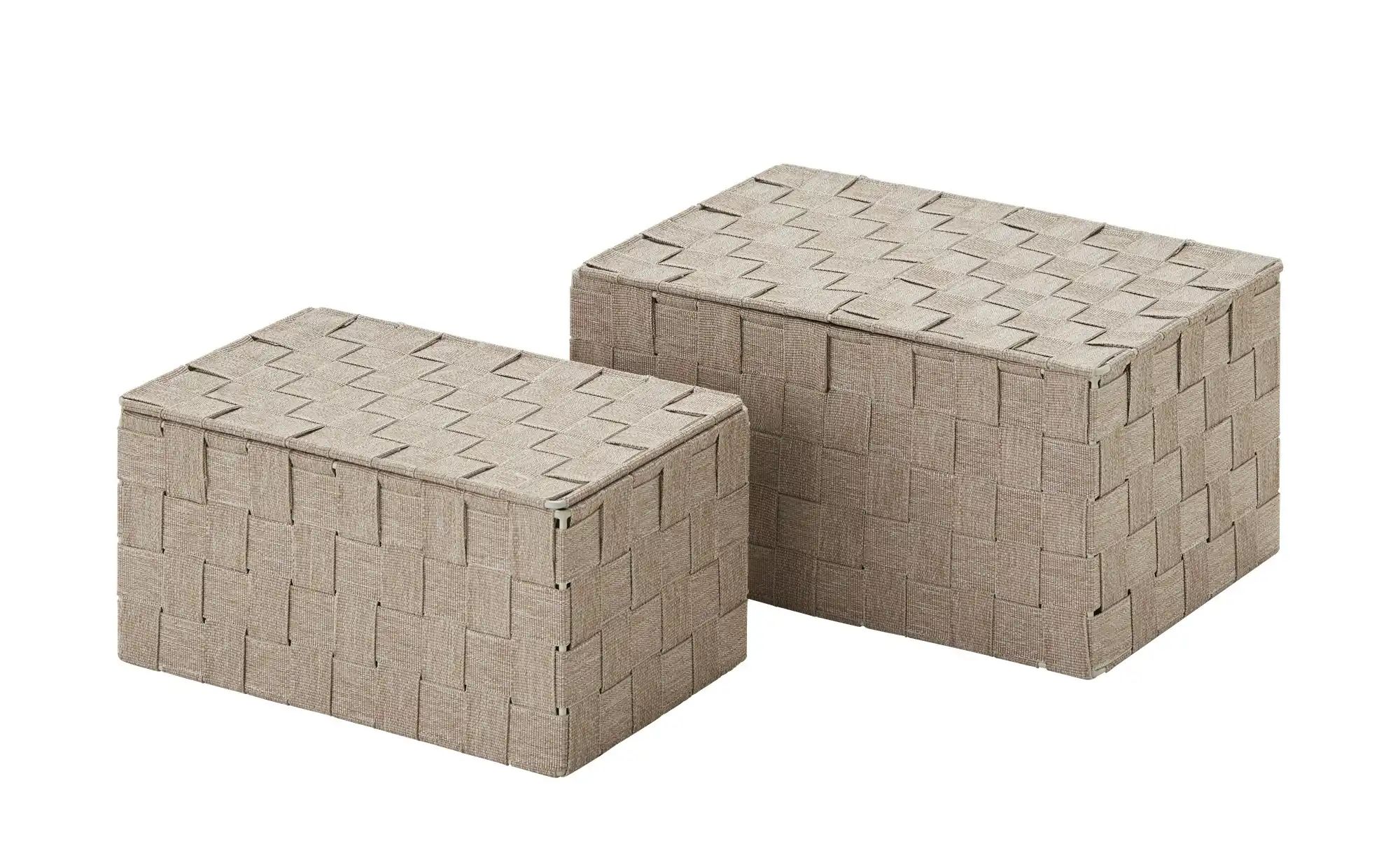 HOME STORY Aufbewahrungskorb  2er Set   ¦ braun ¦ Polyester,Metall ¦ Maße ( günstig online kaufen