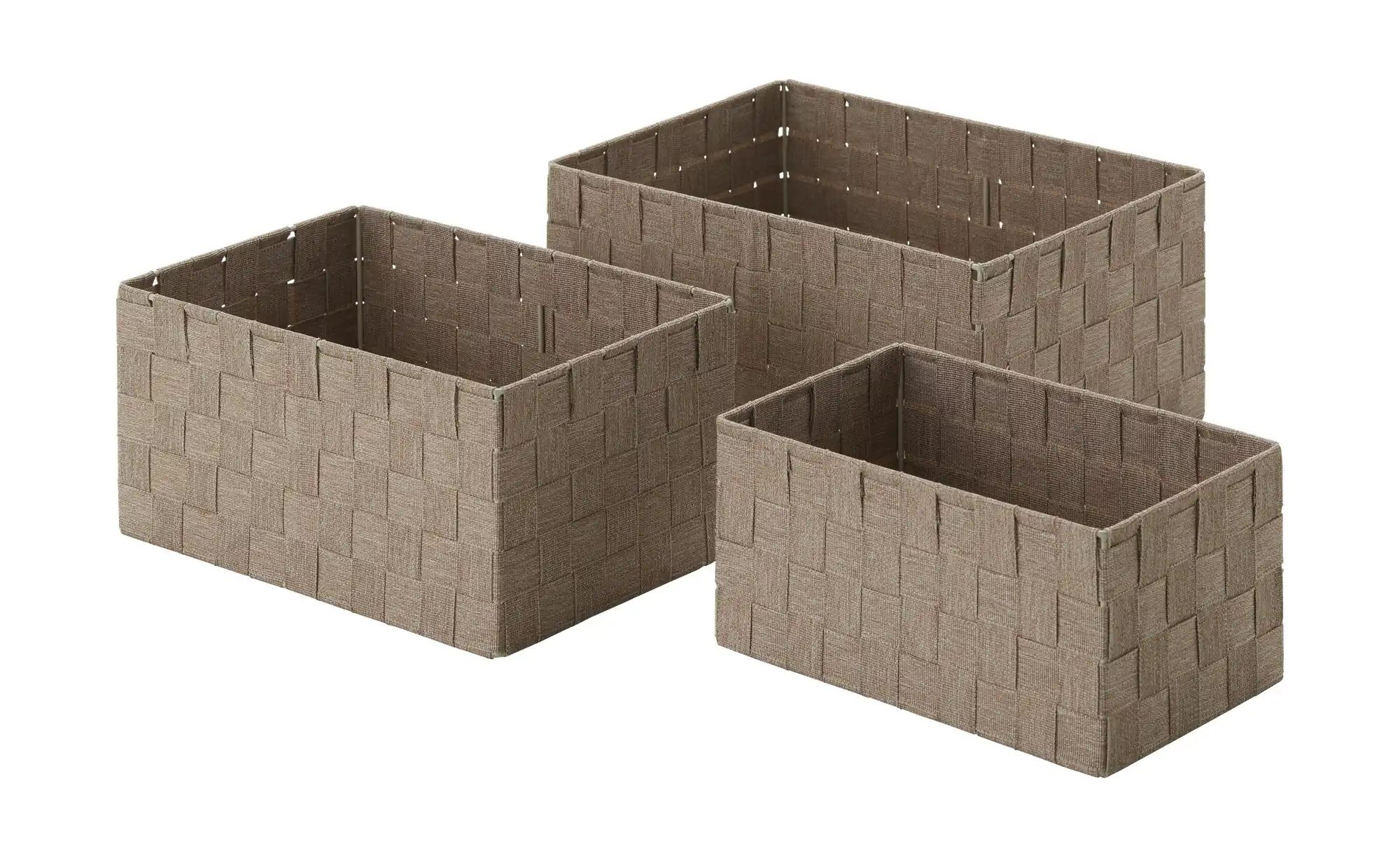 HOME STORY Aufbewahrungskorb  3er Set   ¦ braun ¦ Polyester,Metall ¦ Maße ( günstig online kaufen