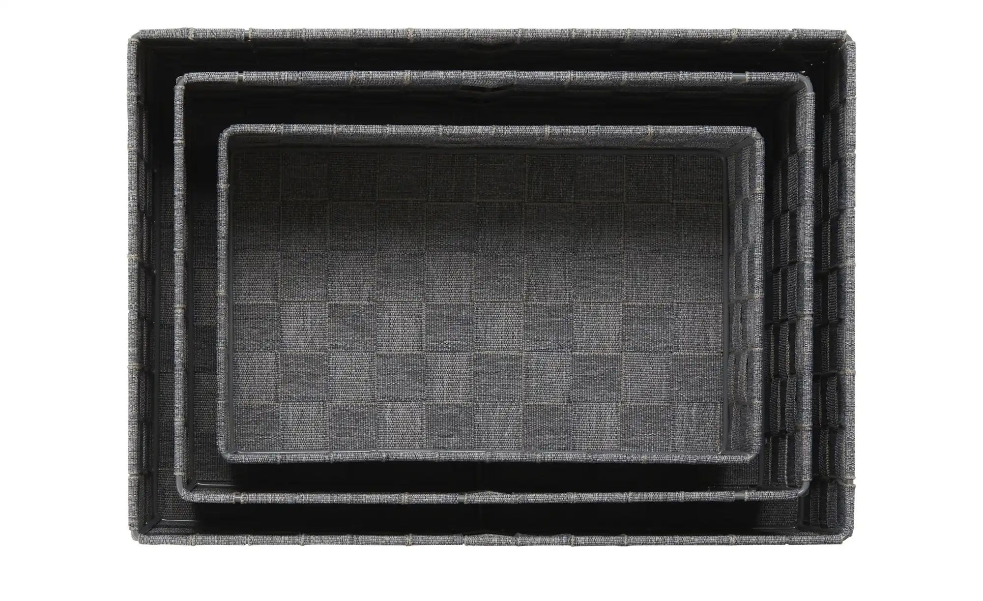 HOME STORY Aufbewahrungskorb  3er Set   ¦ grau ¦ Polyester,Metall ¦ Maße (c günstig online kaufen