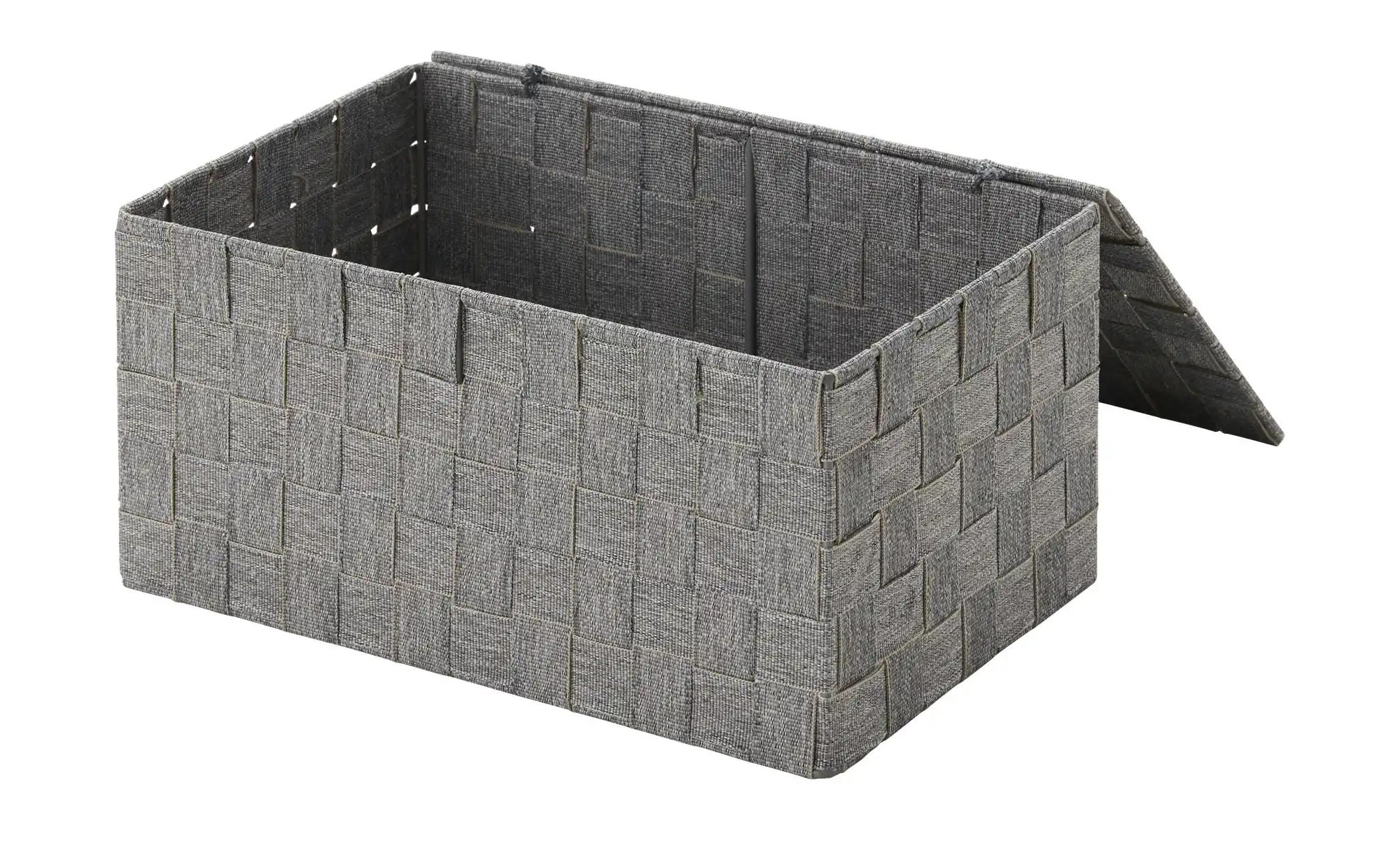 HOME STORY Aufbewahrungskorb  2er Set   ¦ grau ¦ Polyester,Metall ¦ Maße (c günstig online kaufen