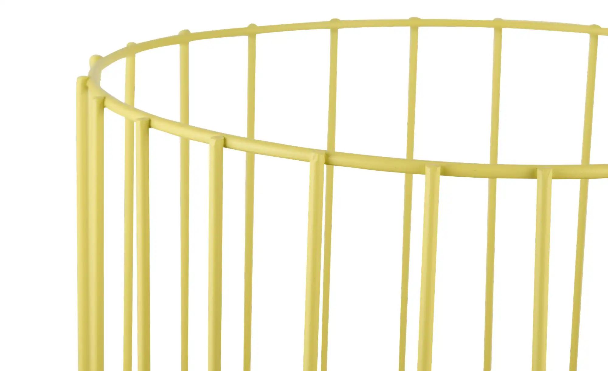 HOME STORY Aufbewahrungskorb   ¦ gelb ¦ Metall ¦ Maße (cm): H: 25  Ø: 24.5 günstig online kaufen