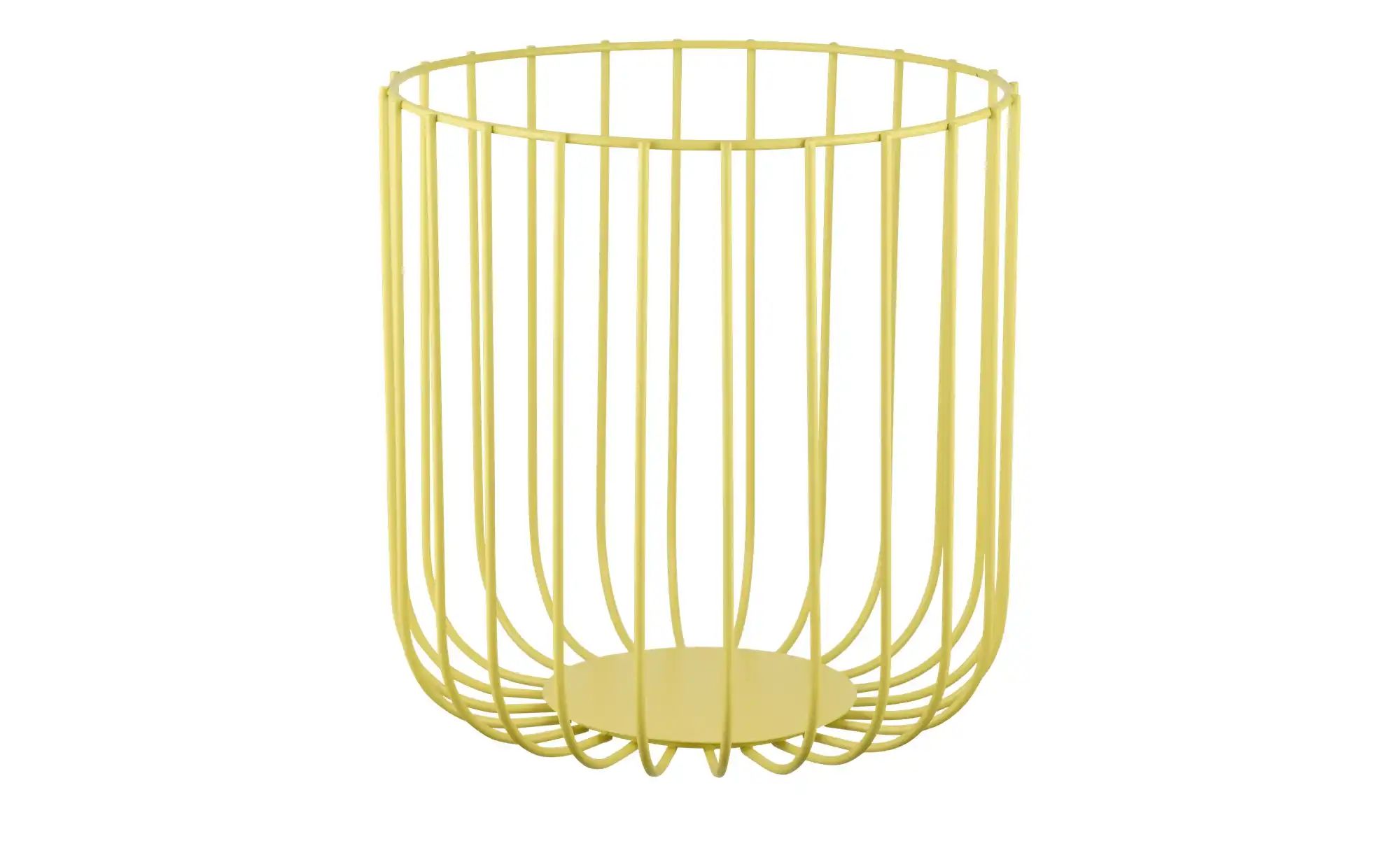 HOME STORY Aufbewahrungskorb   ¦ gelb ¦ Metall ¦ Maße (cm): H: 25  Ø: 24.5 günstig online kaufen
