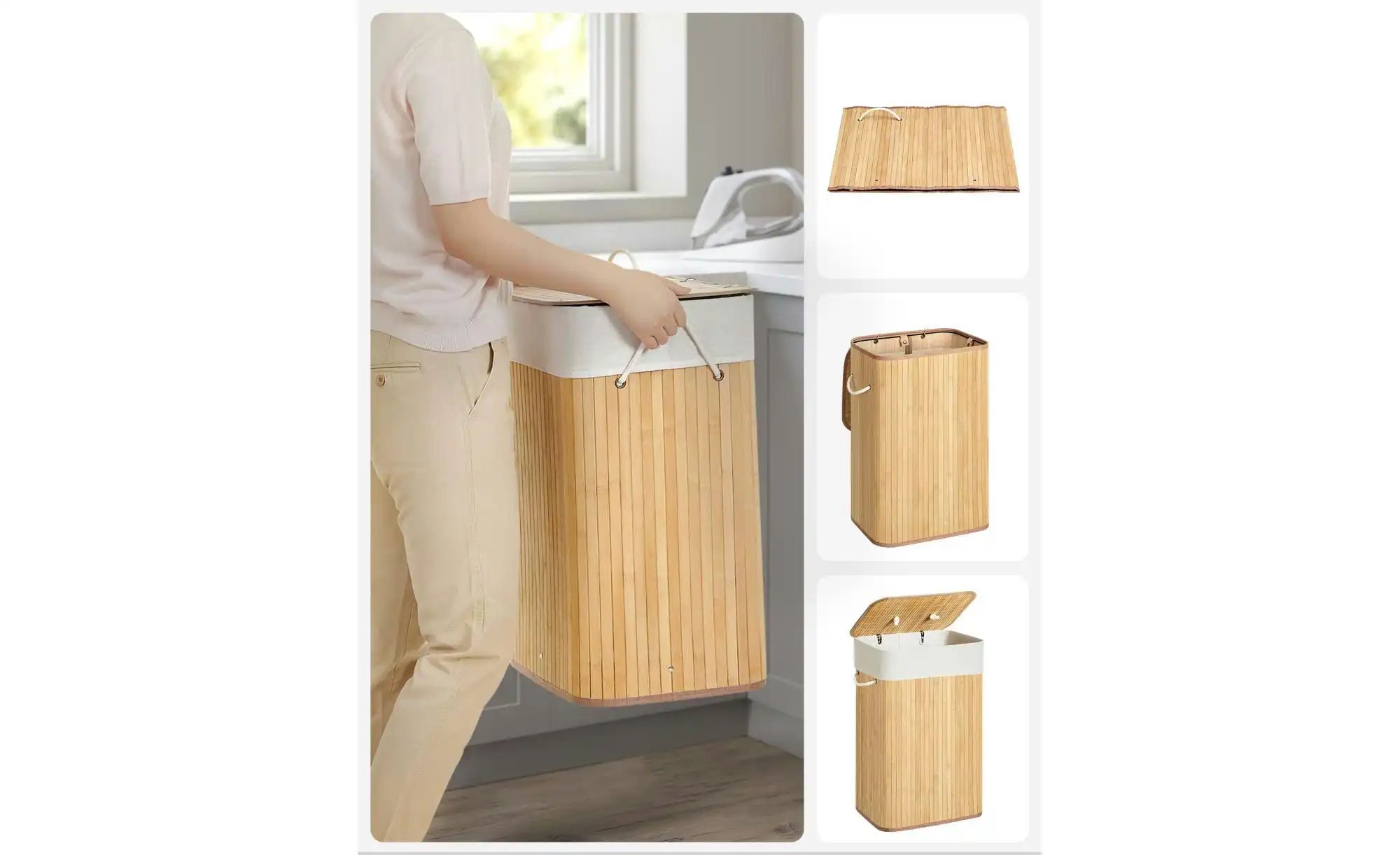 Wäschekorb   ¦ holzfarben ¦ Naturfaser,Holzwerkstoff ¦ Maße (cm): B: 40 H: günstig online kaufen