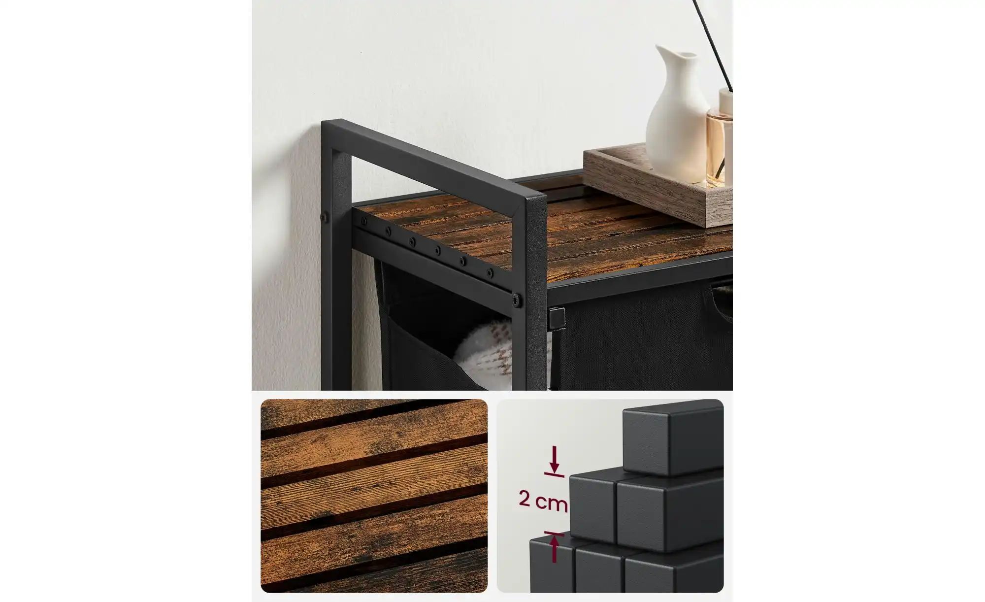 Wäschekorb   ¦ schwarz ¦ Stoff,Metall,Holzwerkstoff ¦ Maße (cm): B: 50 H: 7 günstig online kaufen