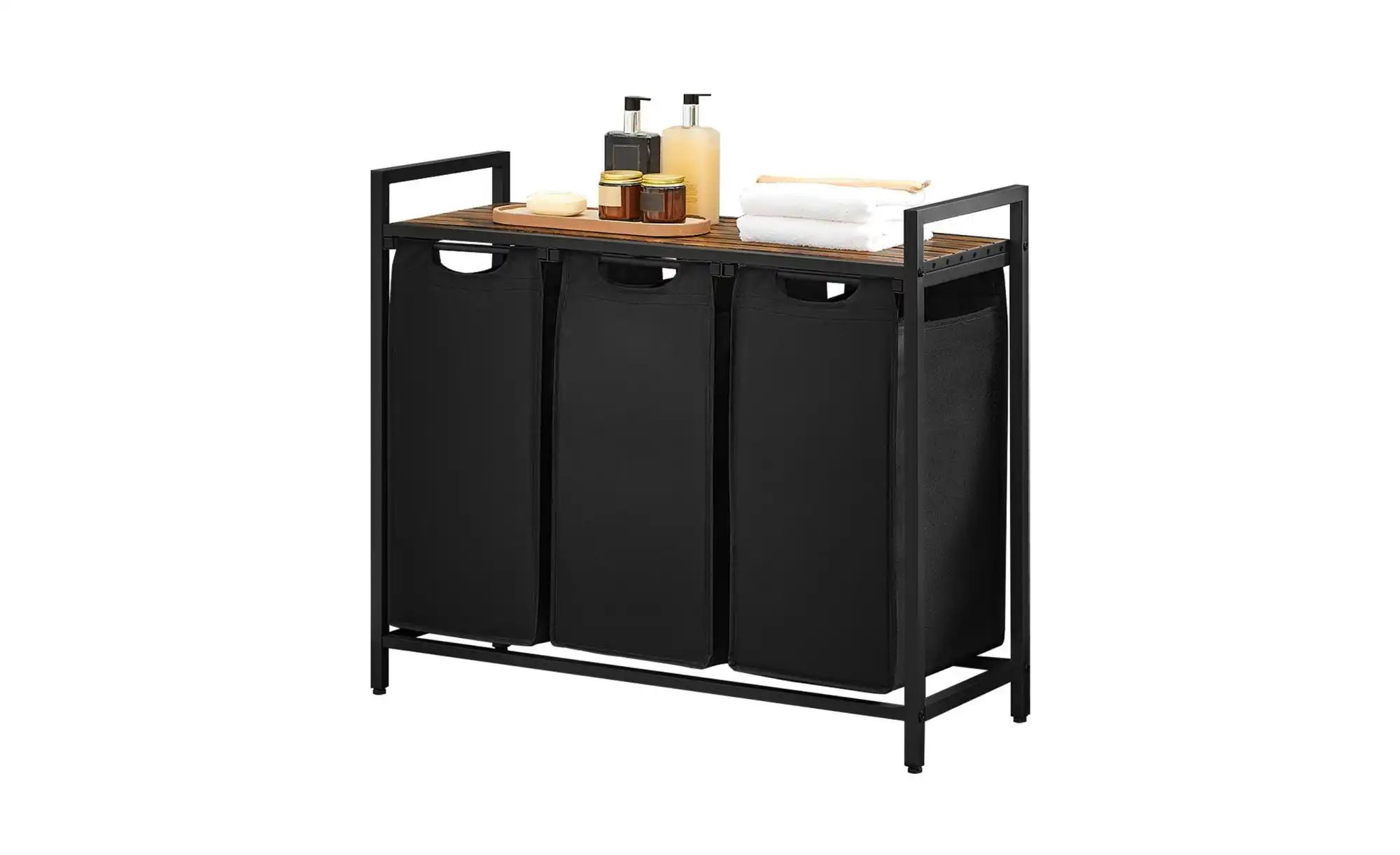 Wäschekorb   ¦ schwarz ¦ Stoff,Metall,Holzwerkstoff ¦ Maße (cm): B: 92,5 H: günstig online kaufen