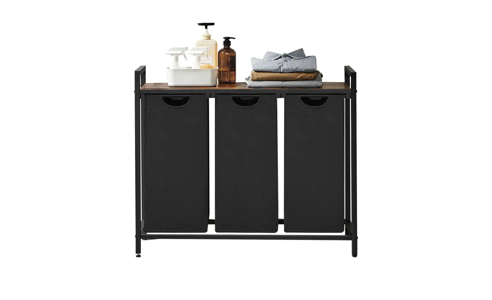 Wäschekorb   ¦ schwarz ¦ Stoff,Metall,Holzwerkstoff ¦ Maße (cm): B: 92,5 H: günstig online kaufen