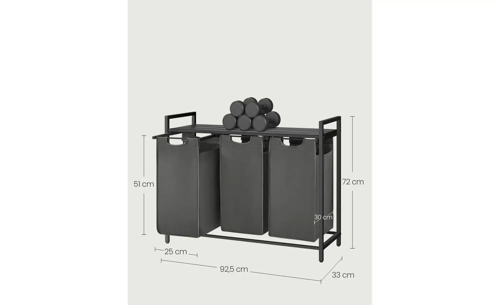 Wäschekorb   ¦ grau ¦ Stoff,Metall ¦ Maße (cm): B: 92,5 H: 72 Aufbewahrung günstig online kaufen