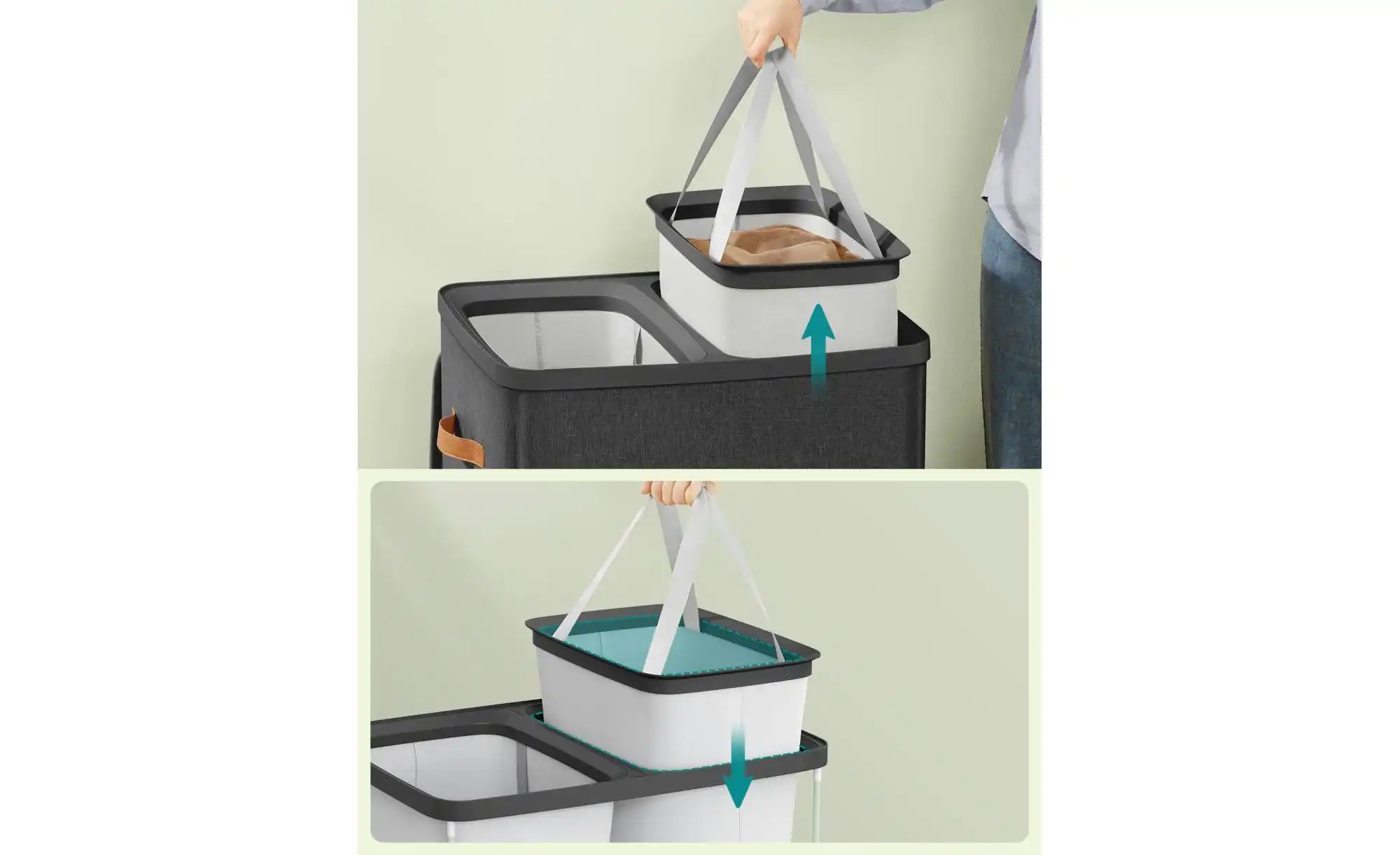 Thumbnail - Wäschekorb   ¦ schwarz ¦ Stoff,Polyester ¦ Maße (cm): B: 56 H: 75 Aufbewahrung > Wäscheaufbewahrung - Höffner