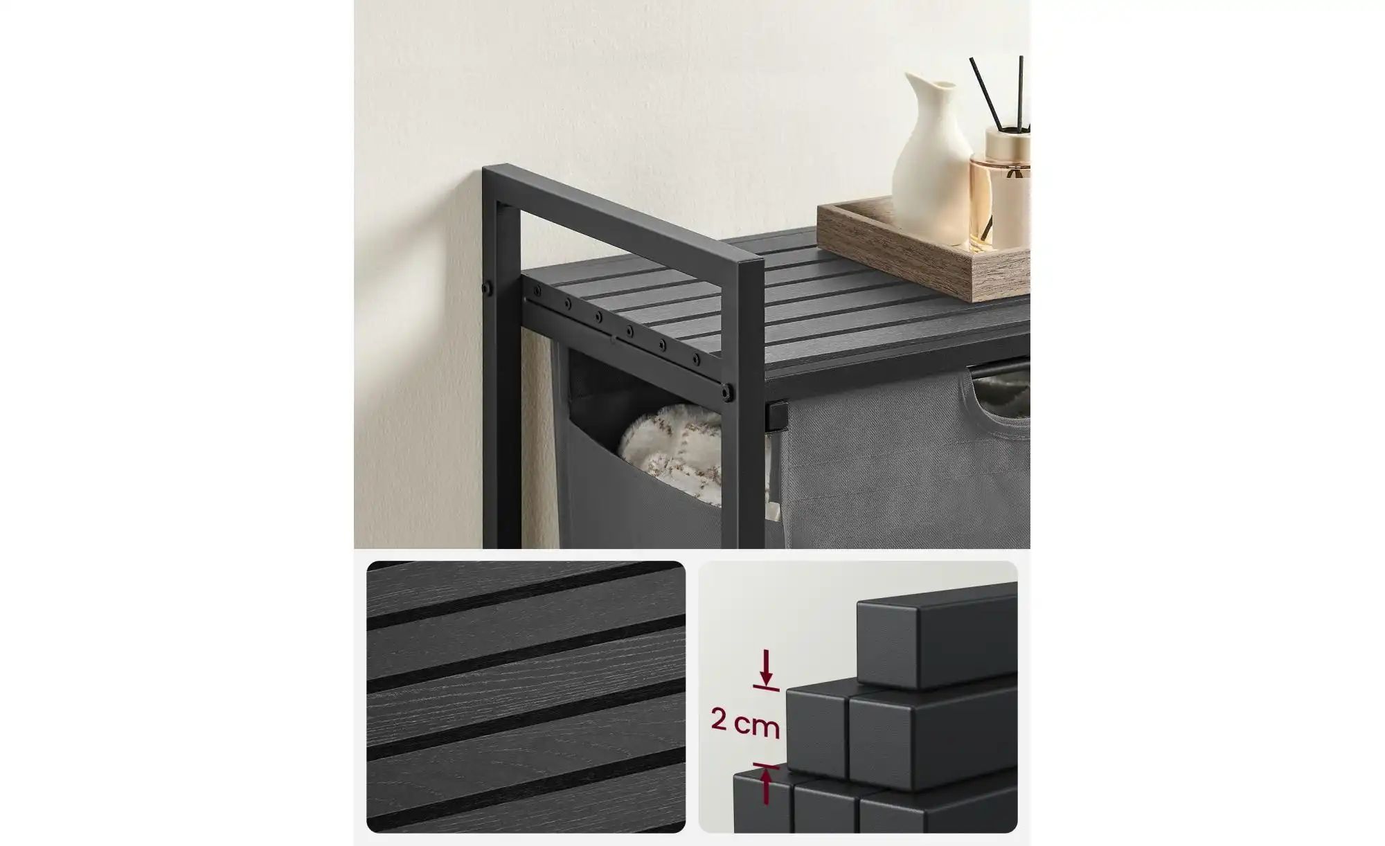 Wäschekorb   ¦ grau ¦ Stoff,Metall ¦ Maße (cm): B: 50 H: 72 Aufbewahrung > günstig online kaufen