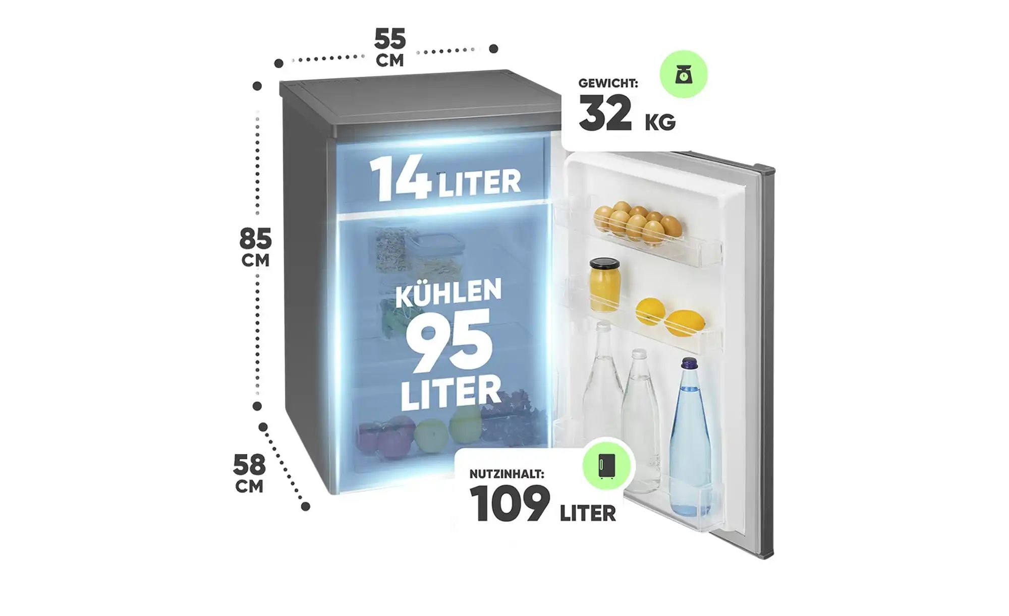 Bomann Kühlschrank  KS 7251 ix ¦ silber ¦ Metall lackiert,Kunststoff,Glas ¦ günstig online kaufen