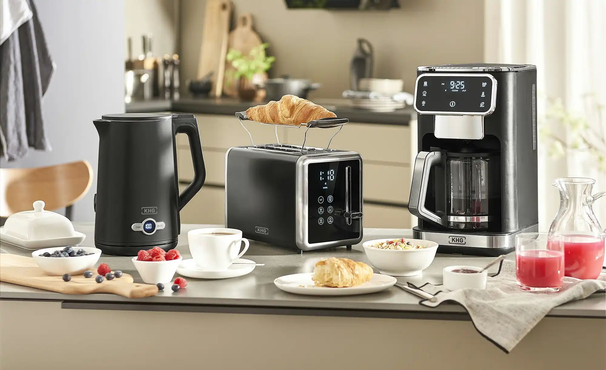 KHG Wasserkocher  WK-1717 DMSE ¦ schwarz ¦ Kunststoff,Edelstahl ¦ Maße (cm) günstig online kaufen