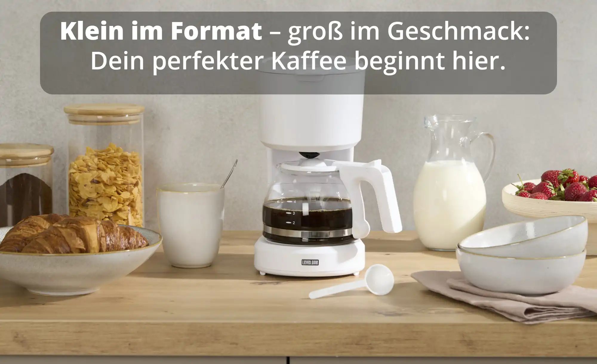 levelone Kaffeautomat  KA-060W ¦ weiß ¦ Kunststoff,Glas,Metall ¦ Maße (cm): günstig online kaufen