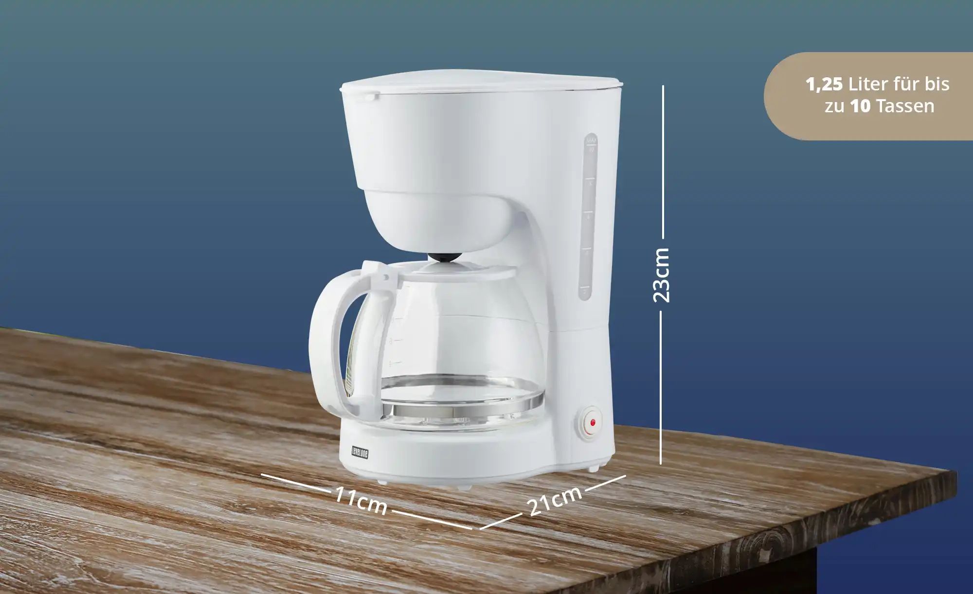 levelone Kaffeemaschine  KA-132W ¦ weiß ¦ Kunststoff,Glas,Metall ¦ Maße (cm günstig online kaufen