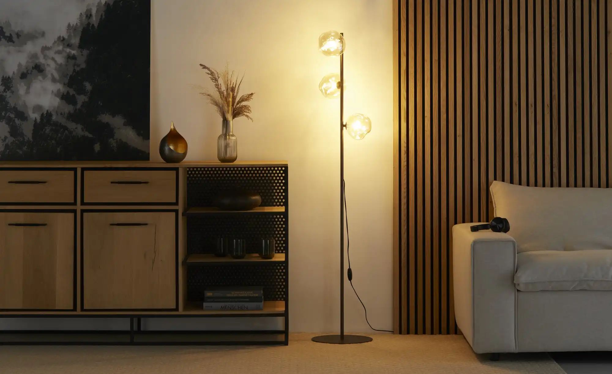 Thumbnail - Stehleuchte 3-flg.braun  Lava ¦ schwarz ¦ Maße (cm): H: 115  Ø: 30 Lampen & Leuchten > Stehlampen - Höffner