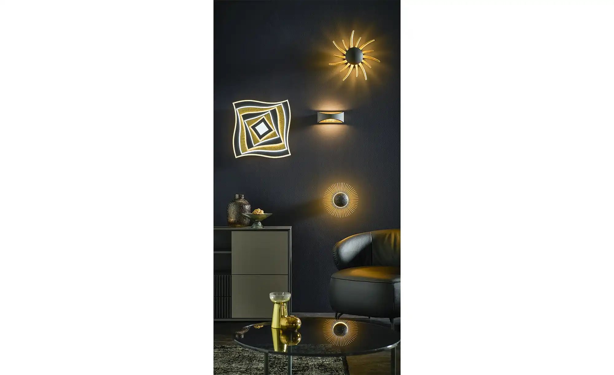 Fischer-Honsel Wandleuchte   ¦ schwarz ¦ Maße (cm): B: 45 H: 45 T: 10.0 Lam günstig online kaufen
