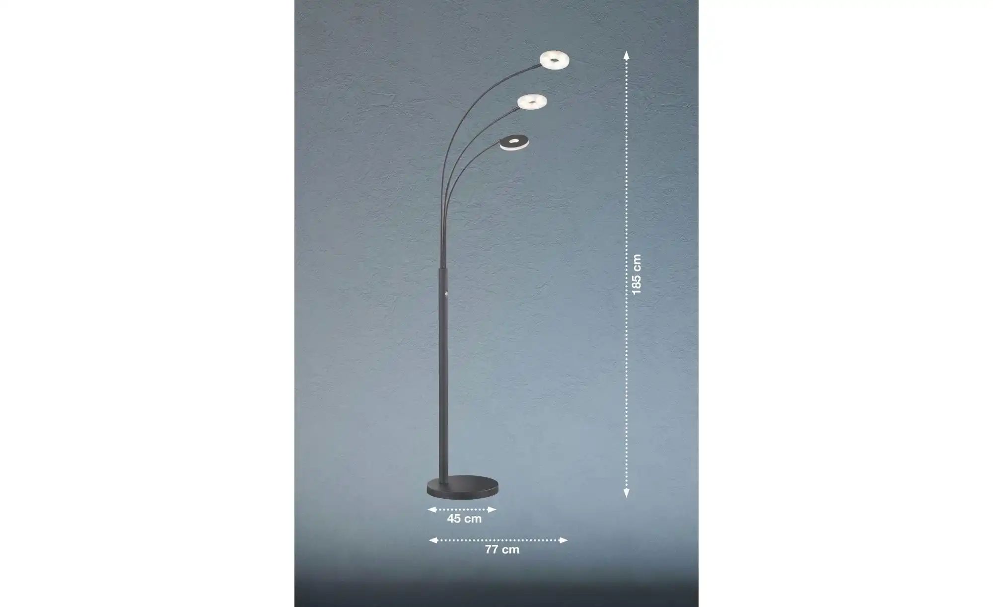 Thumbnail - Fischer-Honsel Standleuchte  Dent ¦ schwarz ¦ Maße (cm): B: 45 H: 185 T: 77.0 Lampen & Leuchten > Stehlampen - Höffner