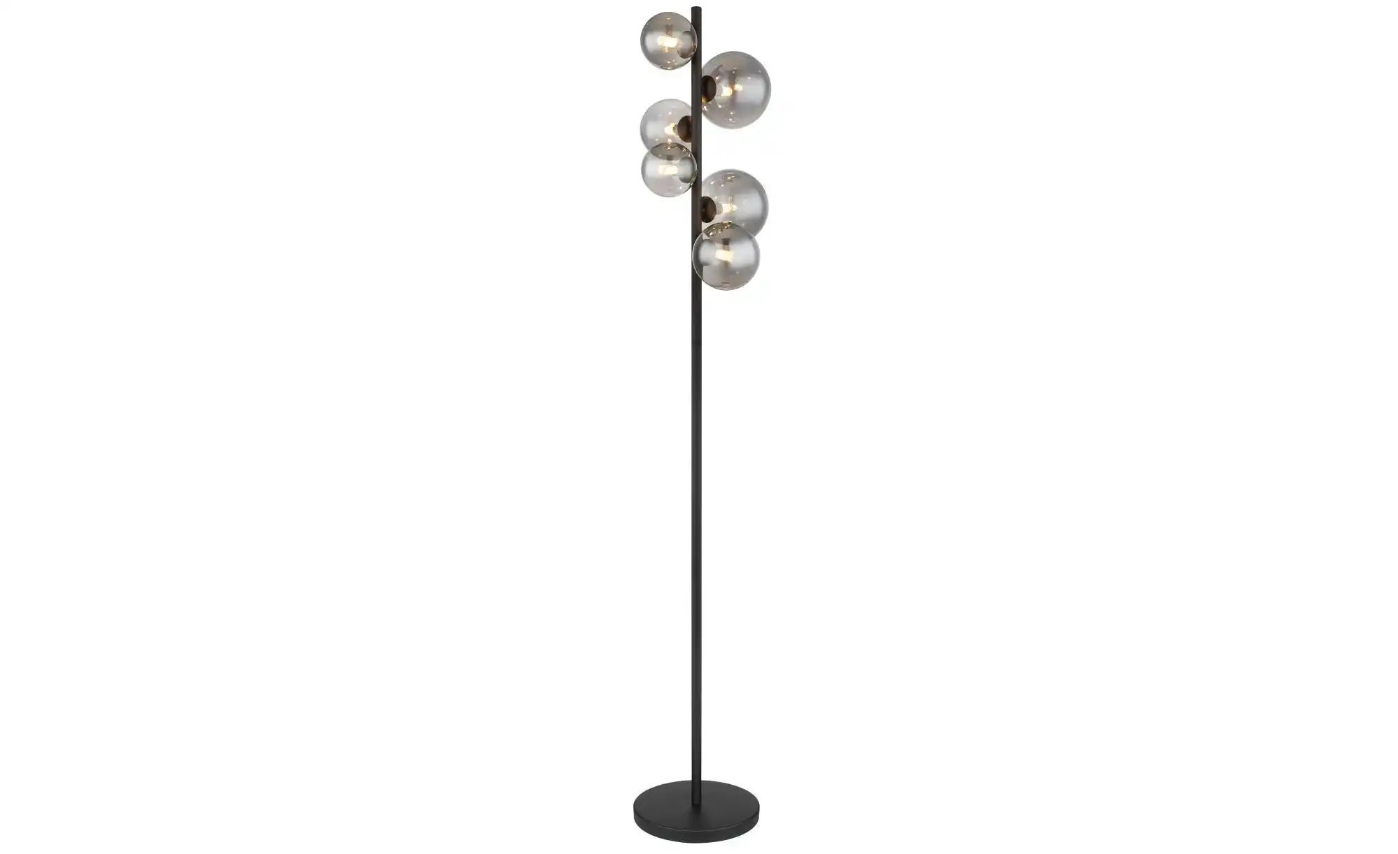Stehleuchte Riha, Höhe 155 cm, schwarz/rauchfarben, 6-flg. günstig online kaufen