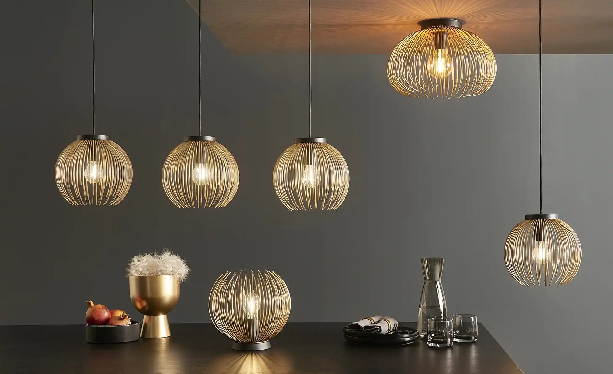 Thumbnail - Tischleuchte  Venezuela ¦ gold ¦ Maße (cm): H: 22,5  Ø: 23.5 Lampen & Leuchten > Tischlampen - Höffner