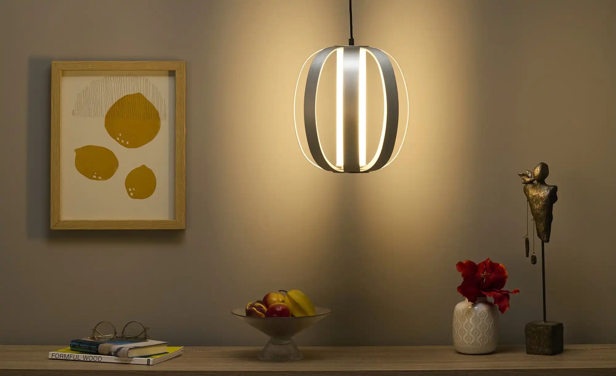 Jette Home Pendelleuchte   ¦ silber ¦ Maße (cm): H: 150  Ø: 28.5 Lampen & L günstig online kaufen