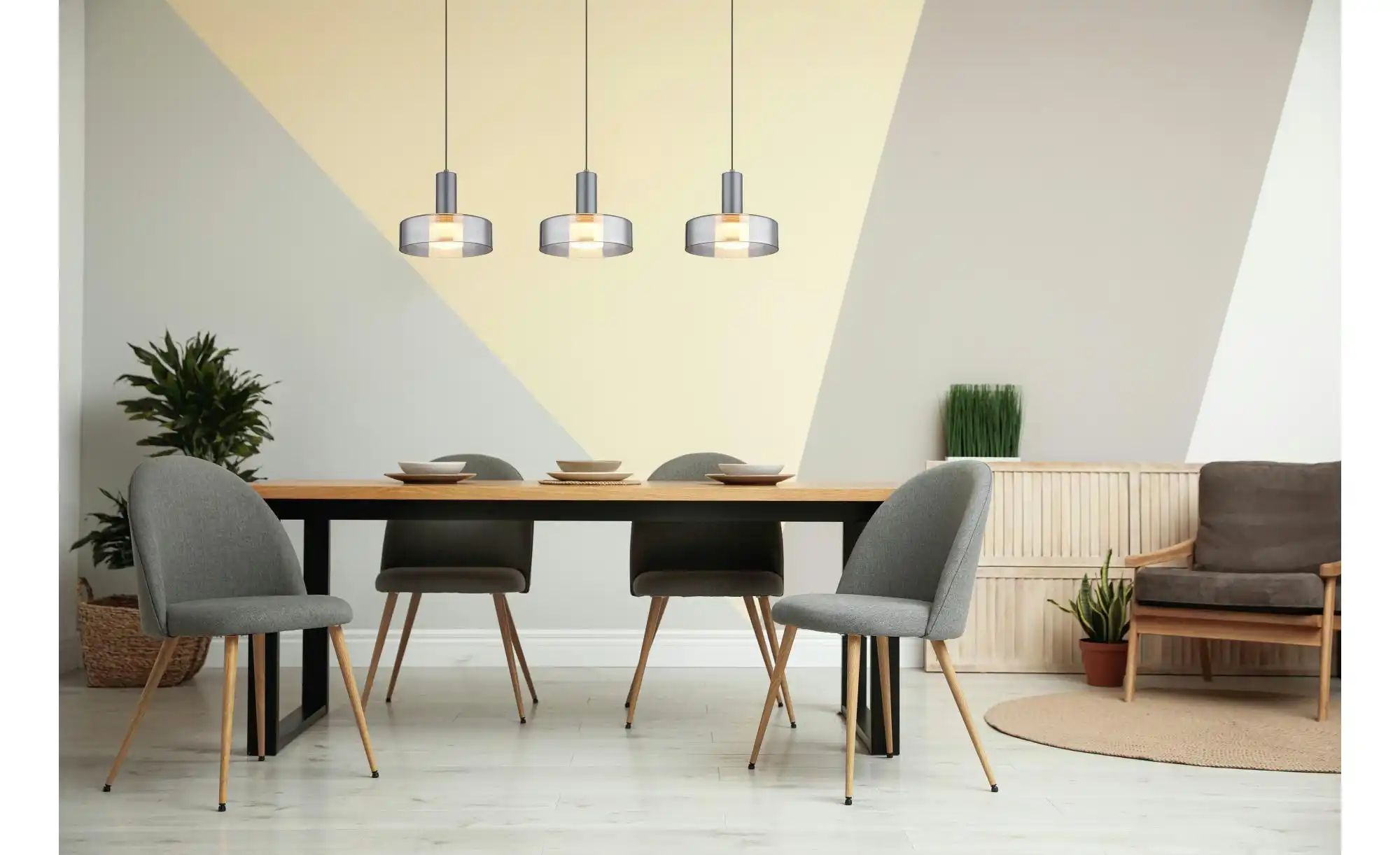 Thumbnail - Globo Lighting Pendelleuchte   ¦ grau ¦ Maße (cm): B: 90 H: 150 Lampen & Leuchten > LED-Leuchten > LED-Deckenleuchten - ...