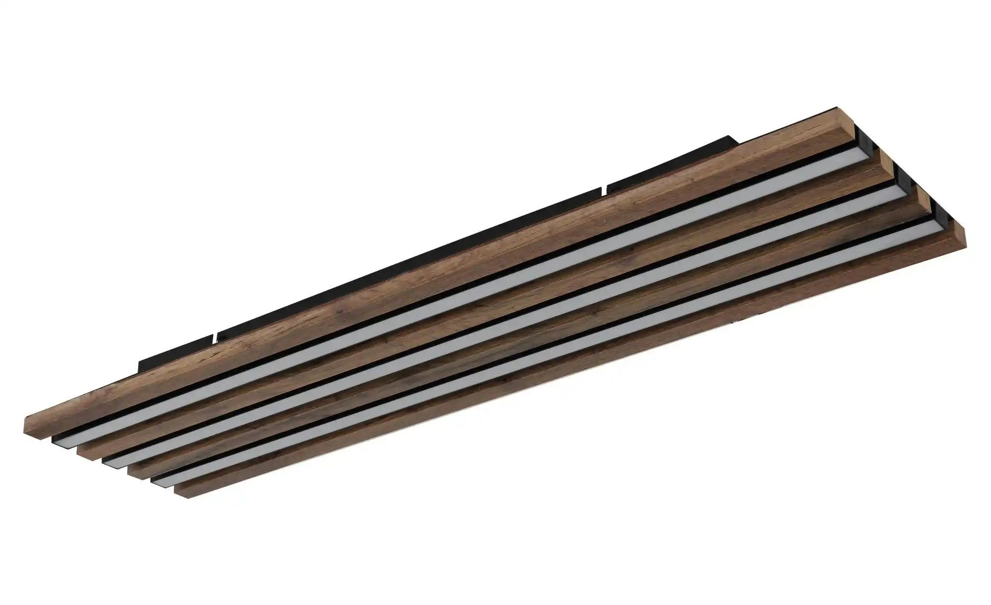 LED-Deckenlampe Hayden, Länge 80 cm, schwarz/holz dunkel günstig online kaufen