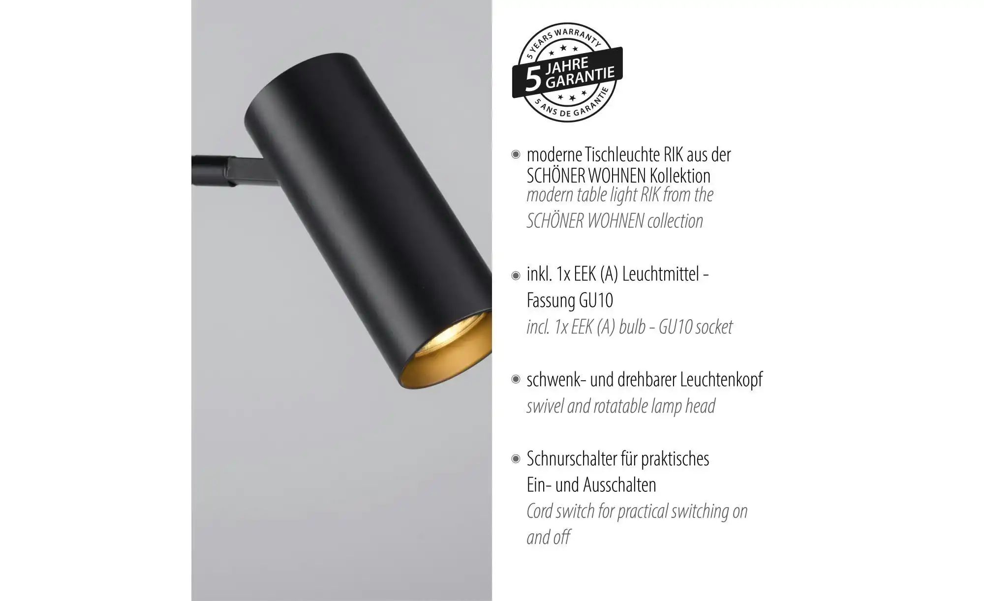 Paul Neuhaus Tischleuchte   ¦ schwarz ¦ Maße (cm): B: 13 H: 46  Ø: 13 Lampe günstig online kaufen