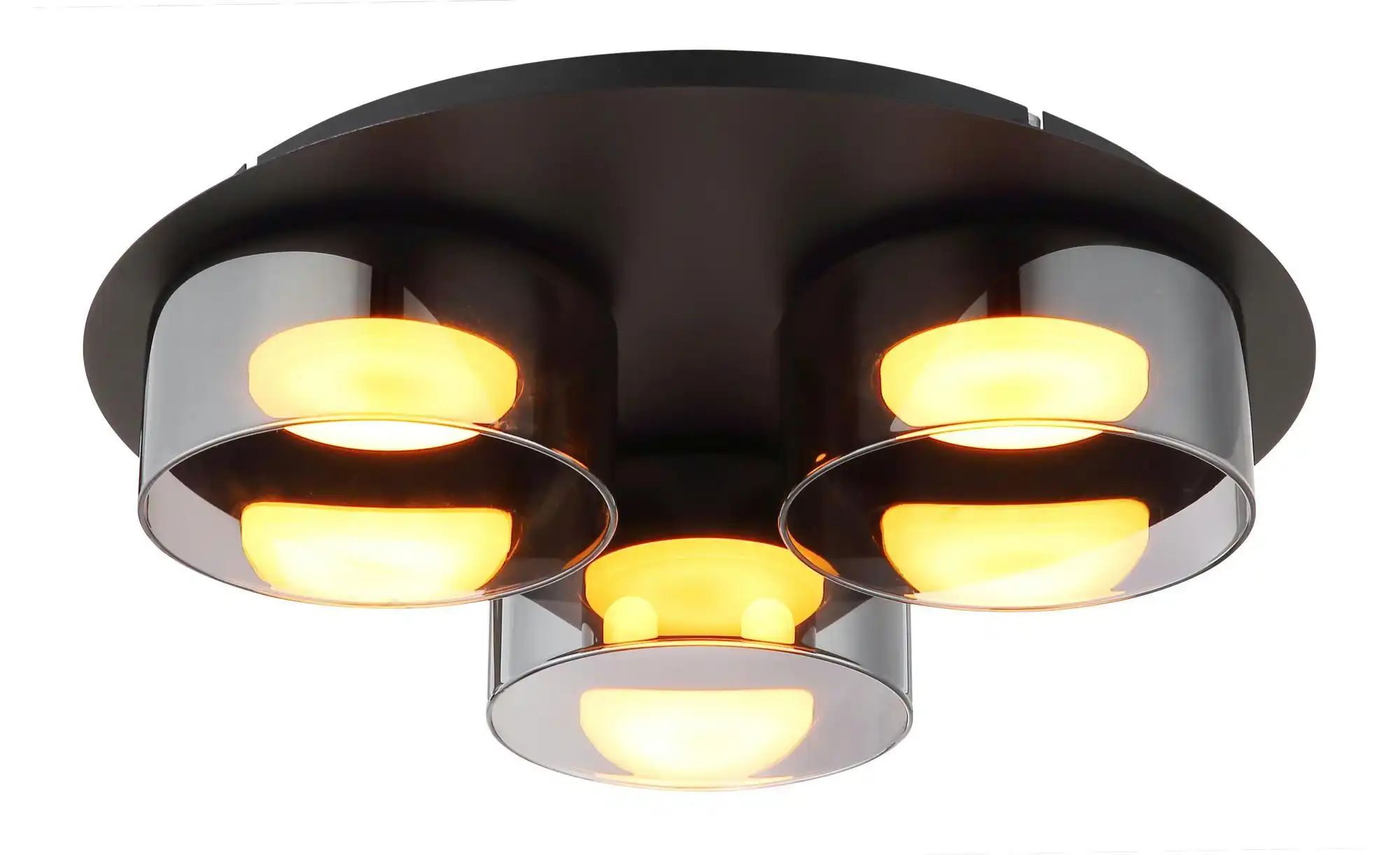 Schwarz Deckenleuchte Deckenlampe Wohnzimmerlampe Aluminium Glas Rauchfarben Led D 35 Cm - Bild 4