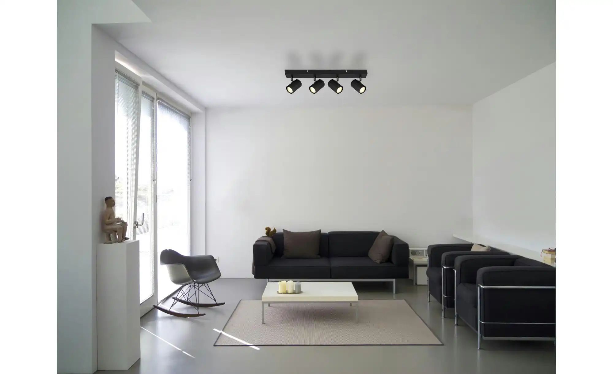 Schwarz Globo Lighting - Deckenstrahler 4 Flammig 4 Flammig Gu10 Deckenlampe Wohnzimmer, Schwenkbar, Aluminium, Metall, 4X Gu10, Lxbxh 53X6x14,5Cm - Bild 4