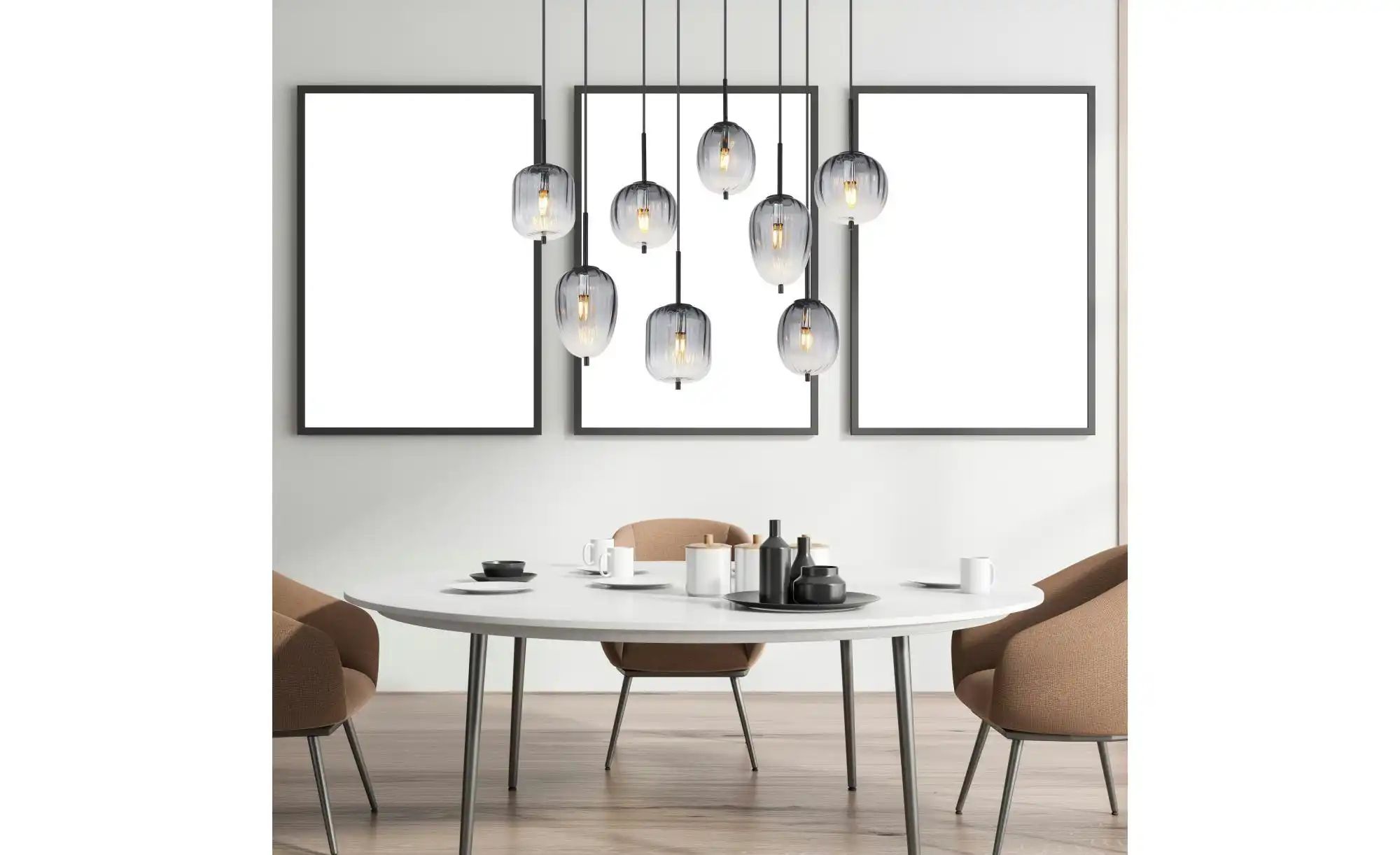 Globo Schwarz Lighting Hängeleuchte "Attila", 8, H: 120Cm, 1 Stk., Leuchten, Hängelampe/Pendelleuchte/Verschiedene Gläser/Glas Rauchfarben, Hängel... - Bild 4