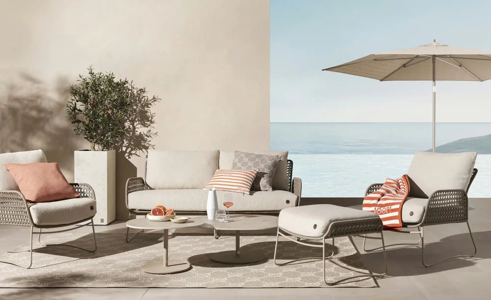 Thumbnail - JOOP! JOOP! Hocker Mesh ¦ beige ¦ Maße (cm): B: 56,5 H: 43 Garten > Gartenmöbel > Gartenhocker - Höffner