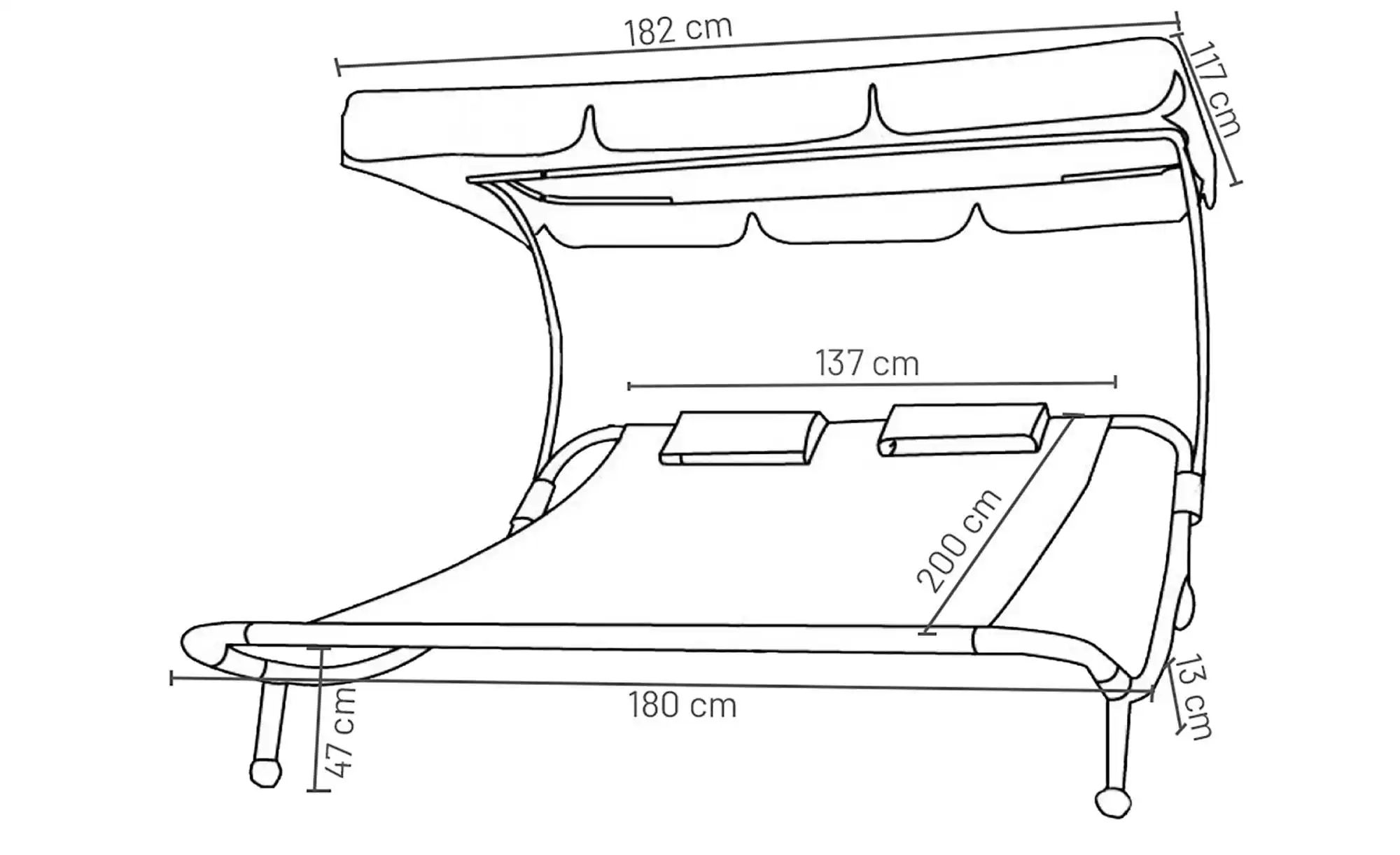 Doppelliege   ¦ grau ¦ Maße (cm): B: 182 H: 137 Garten > Gartenmöbel > Gart günstig online kaufen