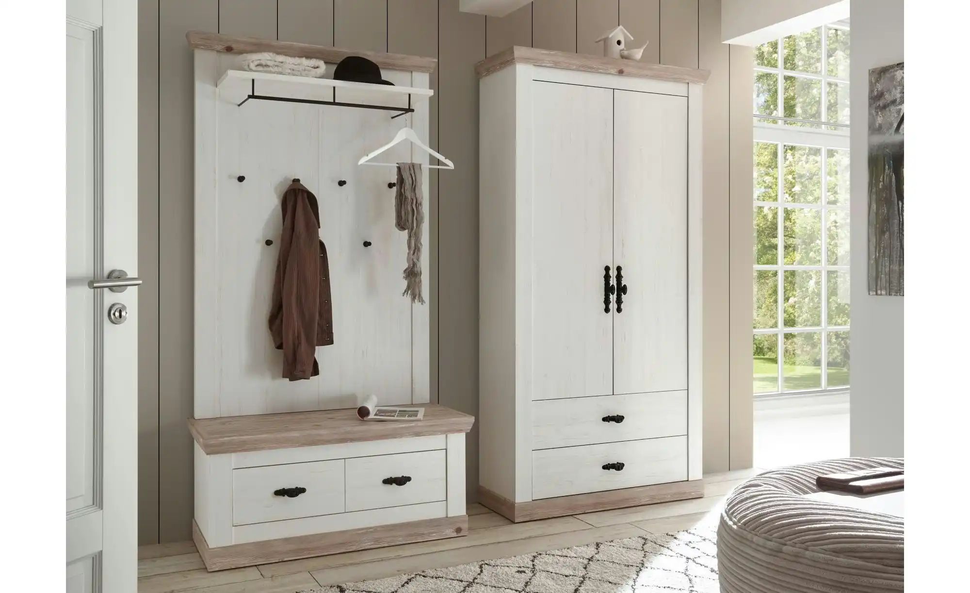 Garderobenkombination  Roble ¦ weiß ¦ Maße (cm): B: 224 H: 201 T: 45.0 Gard günstig online kaufen