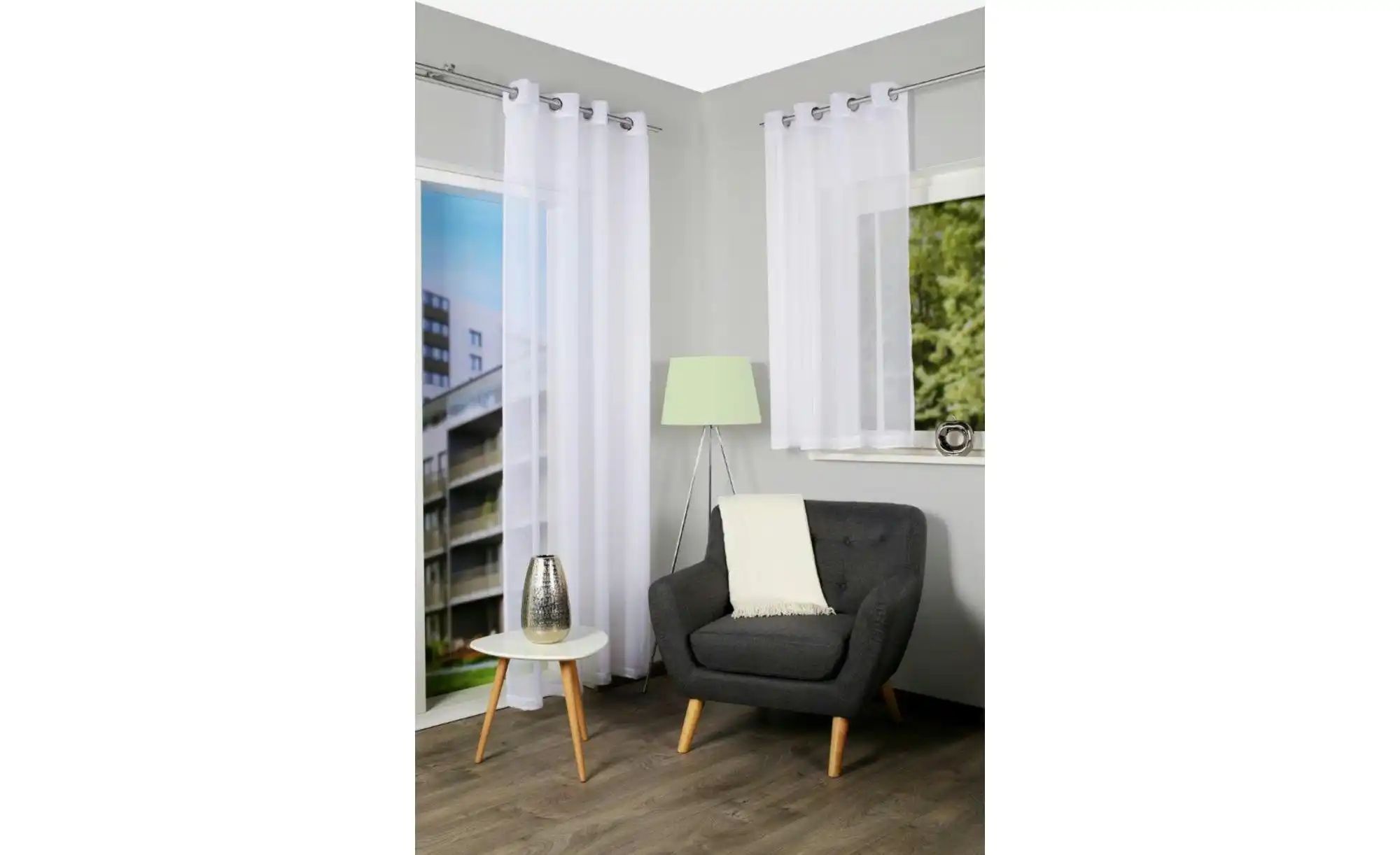 Thumbnail - HOMEbasics Ösenschal   ¦ weiß ¦ Maße (cm): B: 140 H: 145 Gardinen & Rollos > Gardinen & Vorhänge > Schiebegardinen - Höf...