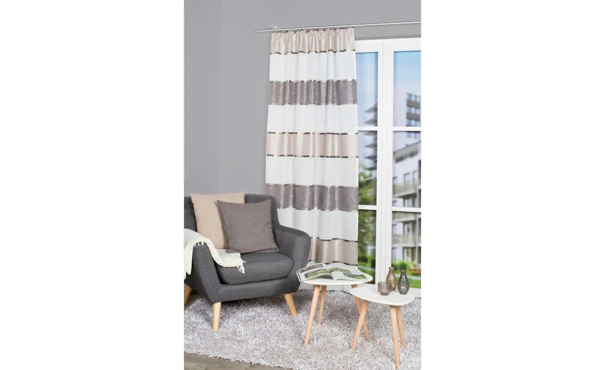 Thumbnail - HOME Wohnideen Kräuselbandschal ¦ grau ¦ Maße (cm): B: 140 Gardinen & Rollos > Gardinen & Vorhänge > Schiebegardinen -...