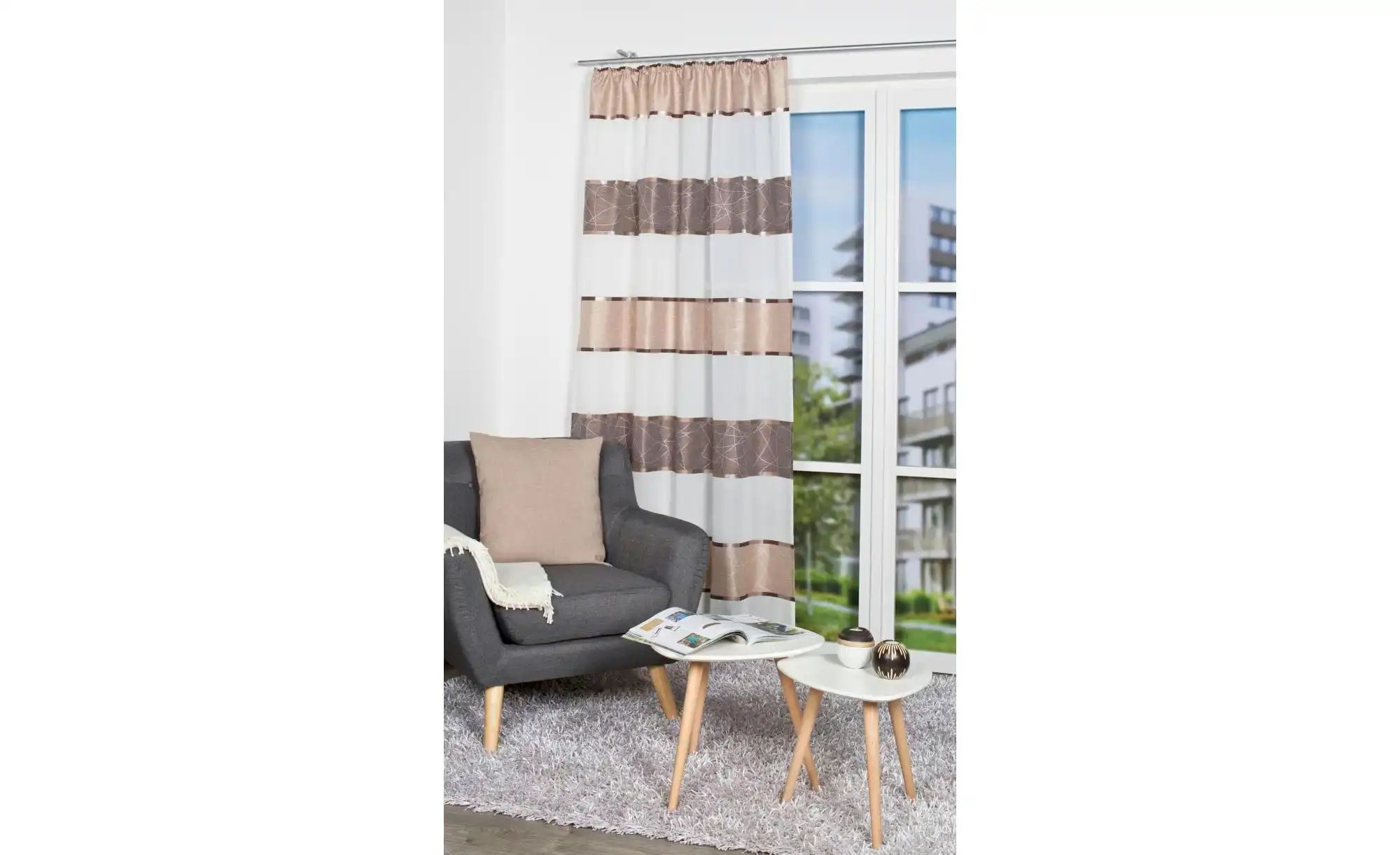 HOME Wohnideen Kräuselbandschal   ¦ braun ¦ Maße (cm): B: 140 H: 245 Gardin günstig online kaufen