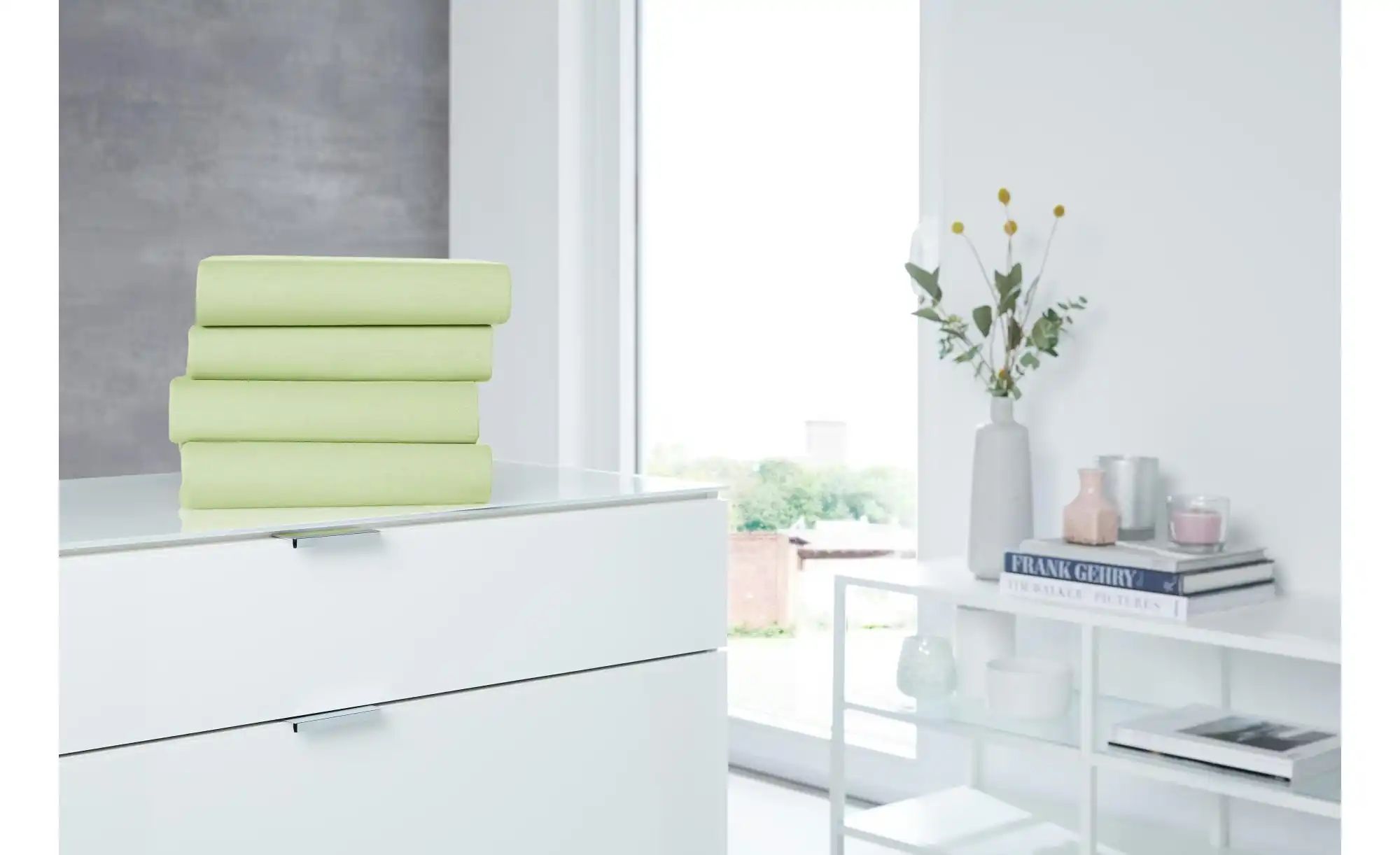 Jersey-Elasthan Boxspringbetttuch   ¦ grün ¦ Maße (cm): B: 100 H: 26 T: 26. günstig online kaufen