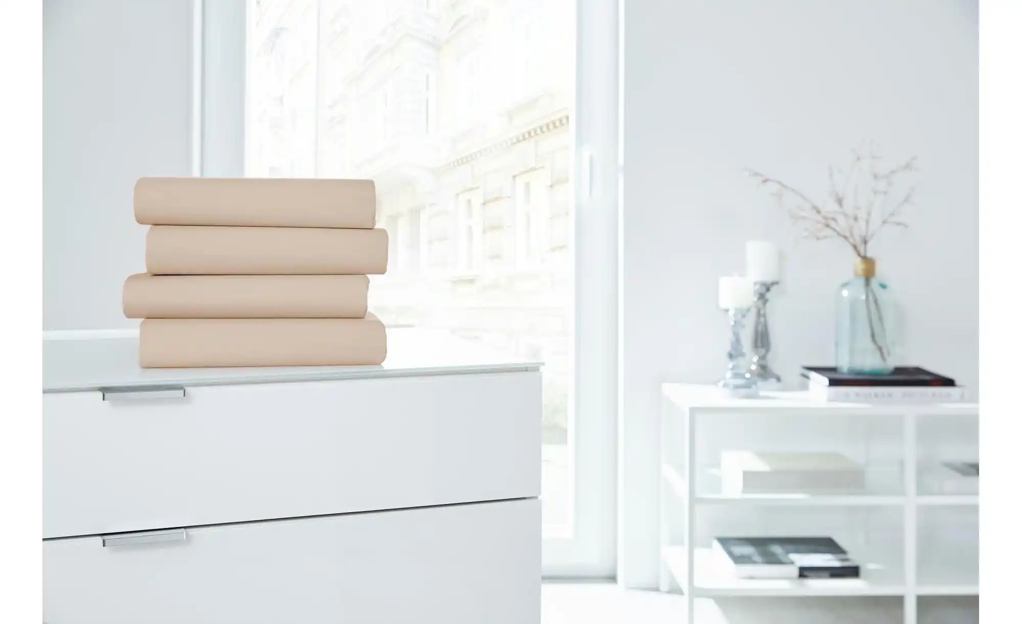 Thumbnail - Jersey-Elasthan Boxspringbetttuch ¦ beige ¦ Maße (cm): B: 100 H: 26 T: 26.0 Bettwaren > Bettlaken - Höffner