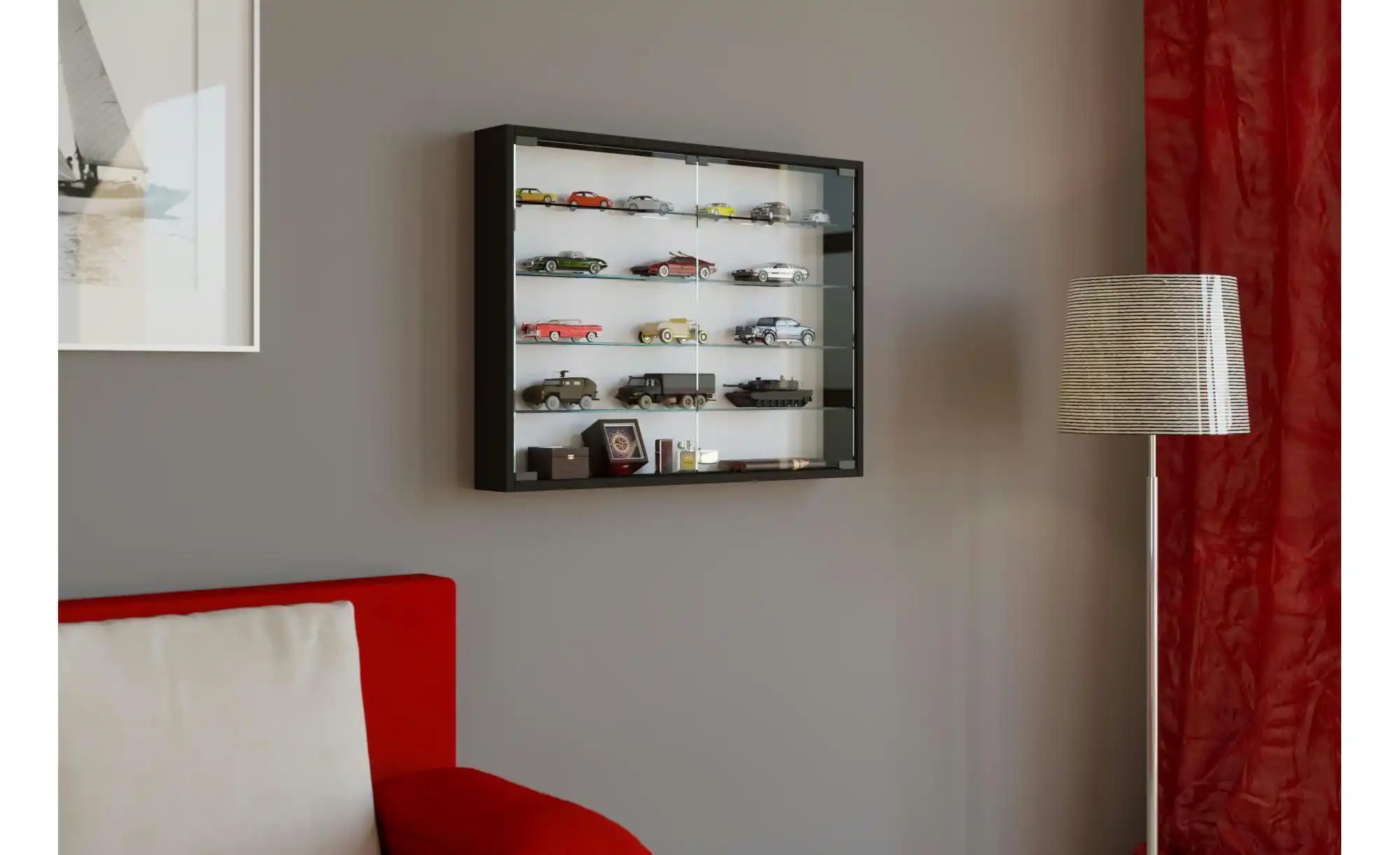 Hängevitrine  Mandosa ¦ schwarz ¦ Maße (cm): B: 80 H: 60 T: 10.0 Schränke > günstig online kaufen