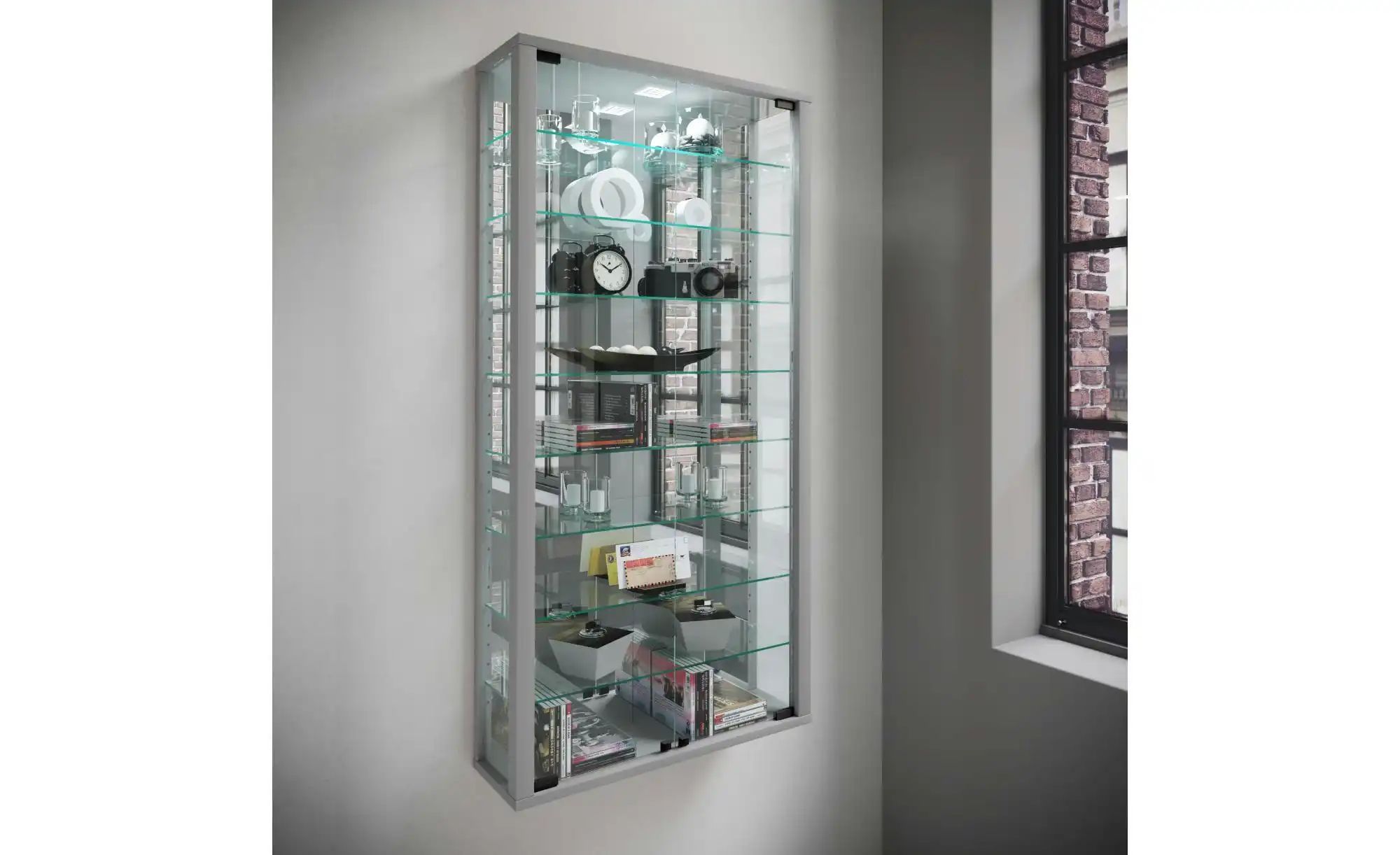 Thumbnail - Hängevitrine  Vitrosa ¦ silber ¦ Maße (cm): B: 59 H: 114,3 T: 18.0 Schränke > Vitrinen - Höffner