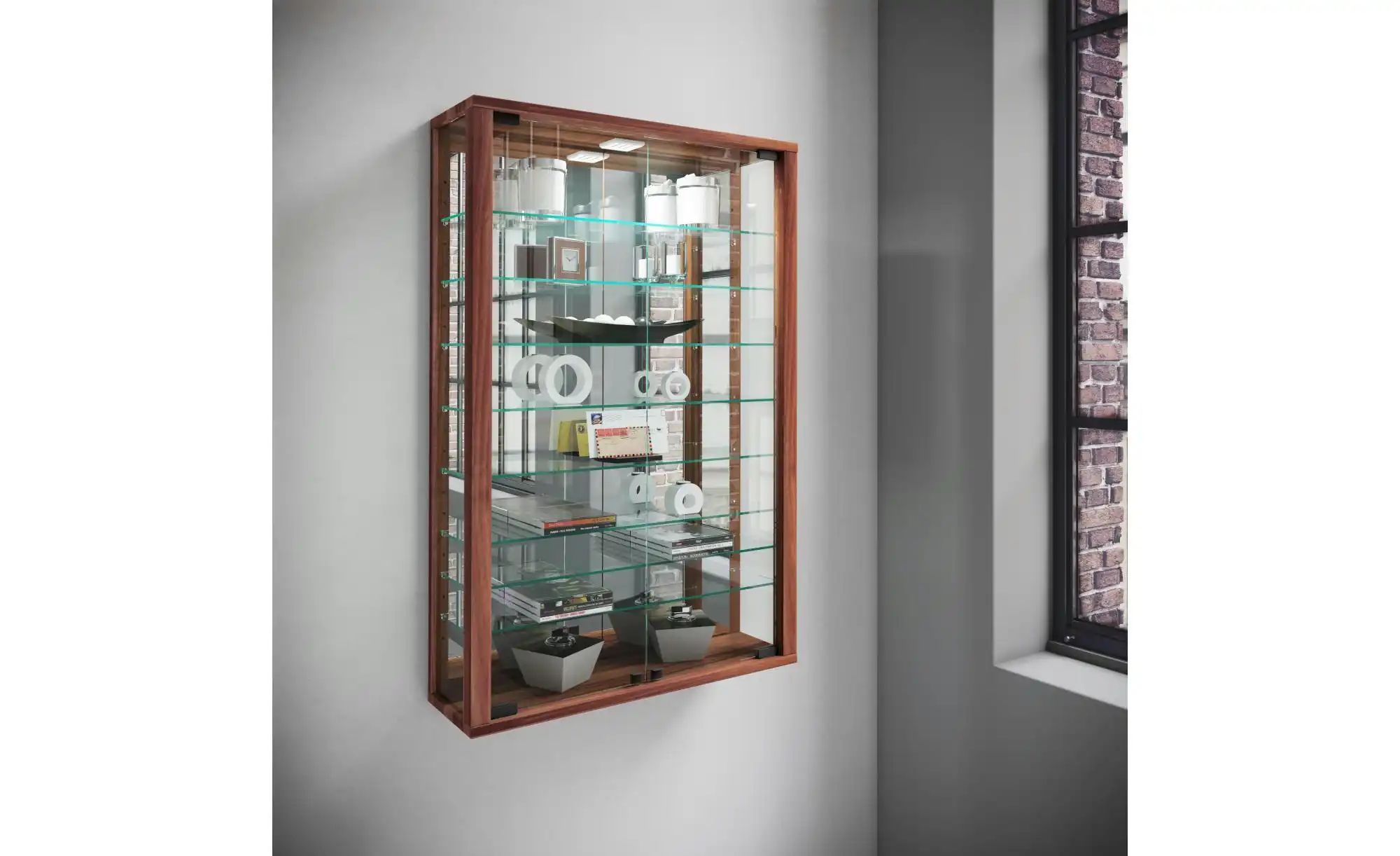 Hängevitrine  Vitrosa ¦ holzfarben ¦ Maße (cm): B: 59 H: 91,3 T: 18.0 Schrä günstig online kaufen