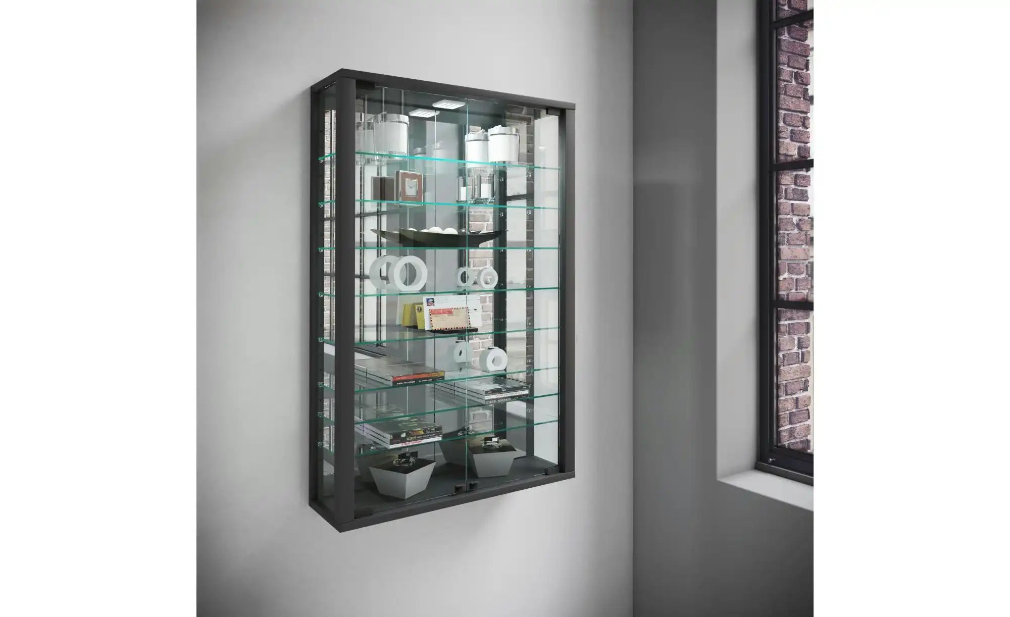 Hängevitrine  Vitrosa ¦ schwarz ¦ Maße (cm): B: 59 H: 91,3 T: 18.0 Schränke günstig online kaufen