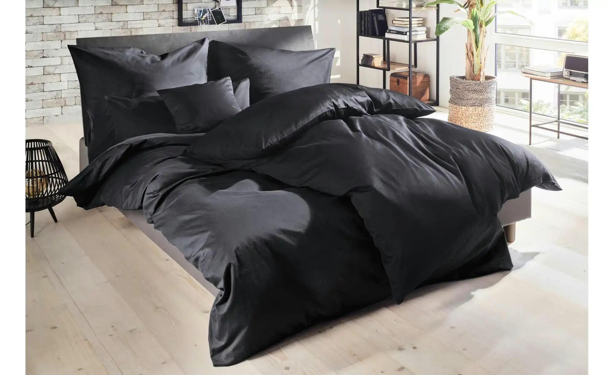 Thumbnail - Satin Bettwäsche-Set   ¦ schwarz ¦ Maße (cm): B: 200 H: 1 Bettwaren > Bettwäsche > Bettwäsche ganzjährig - Höffner