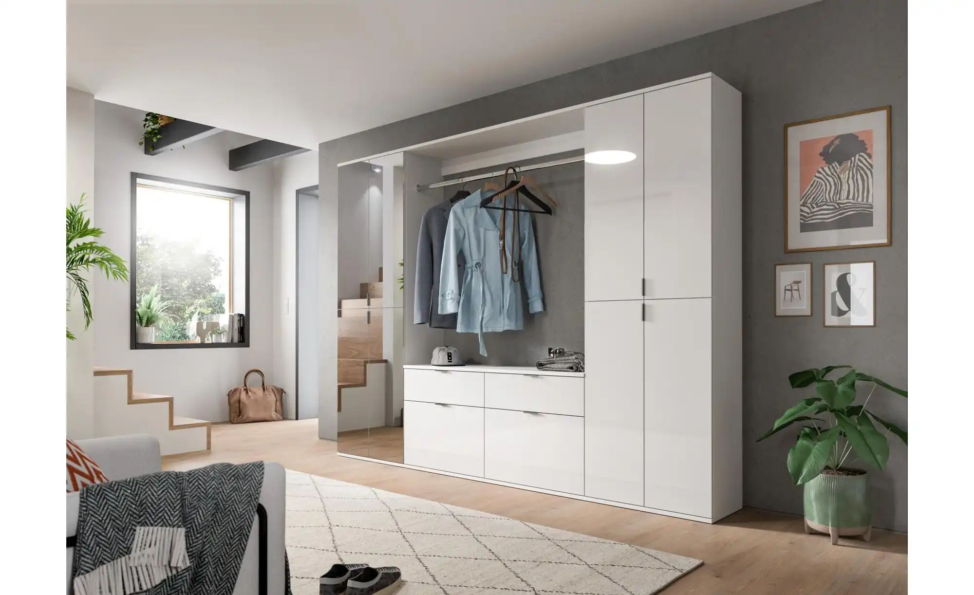 Garderoben-Set  Projekt X ¦ weiß ¦ Maße (cm): B: 243 H: 193 Garderoben & Kl günstig online kaufen