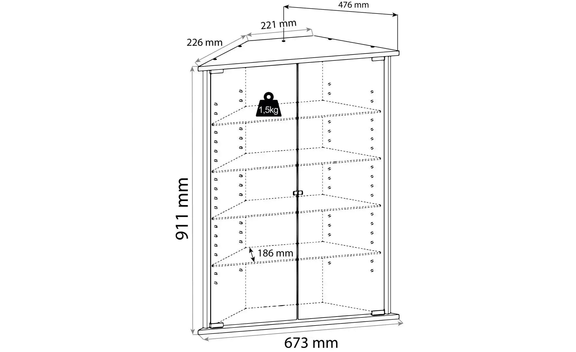 Thumbnail - Eckvitrine  Vecko ¦ holzfarben ¦ Maße (cm): B: 67,5 H: 176 T: 23.0 Schränke > Vitrinen - Höffner