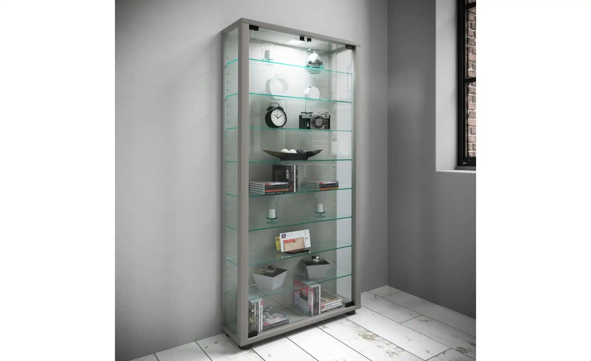 Thumbnail - Vitrine Lumo ¦ silber ¦ Maße (cm): B: 59 H: 113 T: 18.0 Schränke > Vitrinen - Höffner