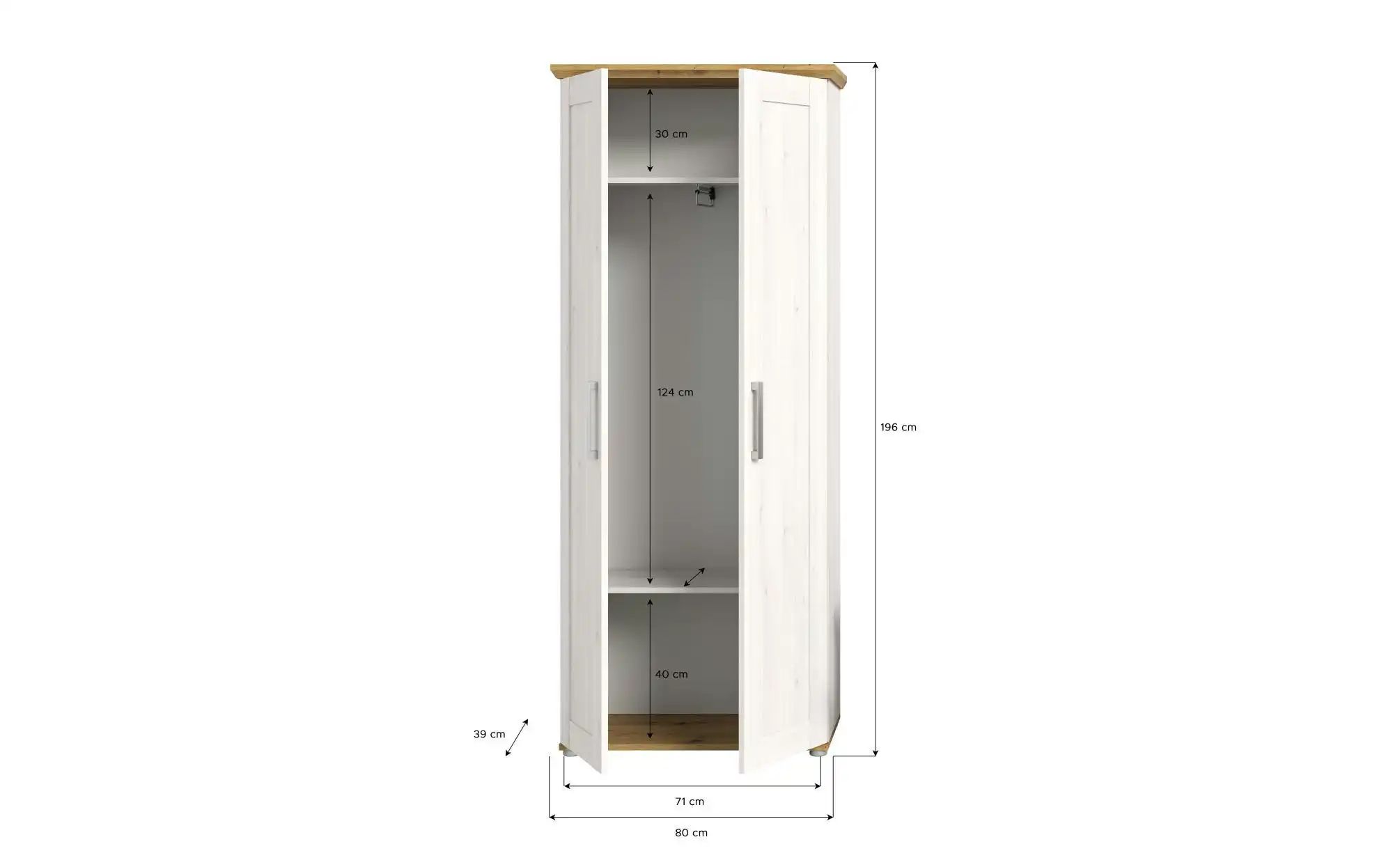 Garderobenschrank ¦ holzfarben ¦ Maße (cm): B: 80 H: 196 Schränke > Dielens günstig online kaufen