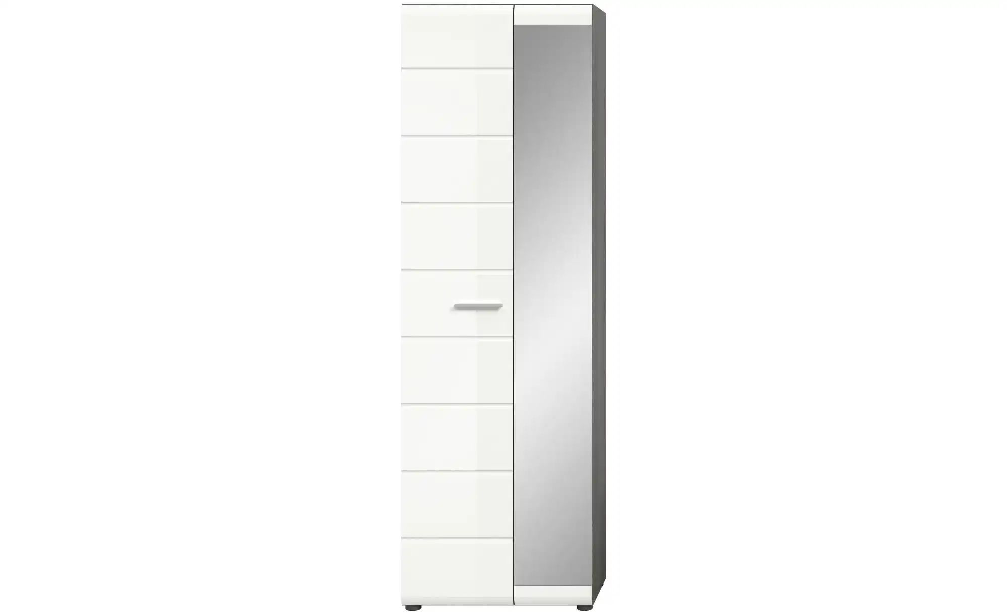 xonox.home Garderobenschrank in Rauchsilber / Weiß Hochglanz - 60x192x37cm günstig online kaufen