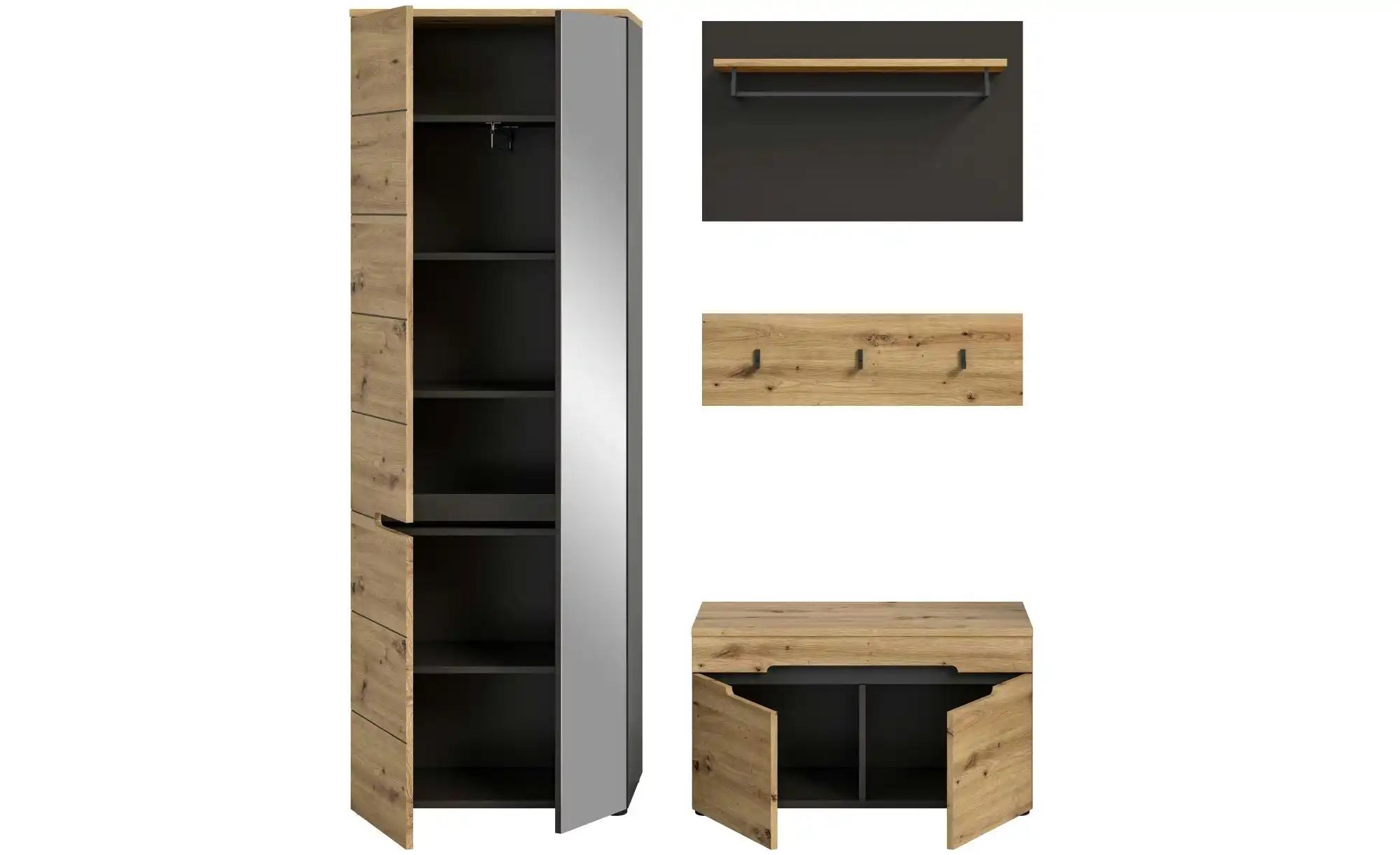 Garderobenkombination  Canu ¦ holzfarben ¦ Maße (cm): B: 160 H: 190 Gardero günstig online kaufen
